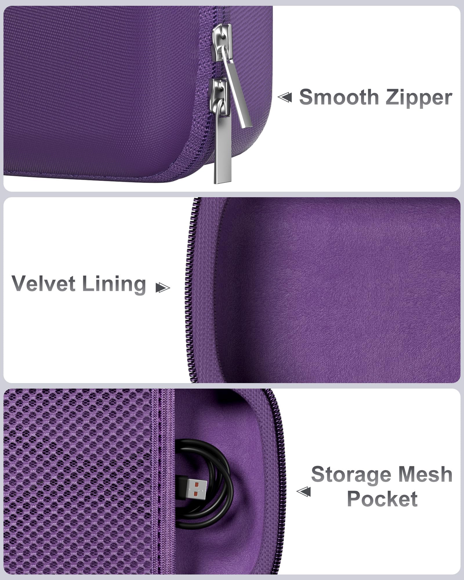 ProCase Custodia da Viaggio per JBL Go 4 /Go 3/Eco Ultra/Go Essential 2, Custodia Protettiva per JBL Mini con Taschino Rete e Cinturino -Viola
