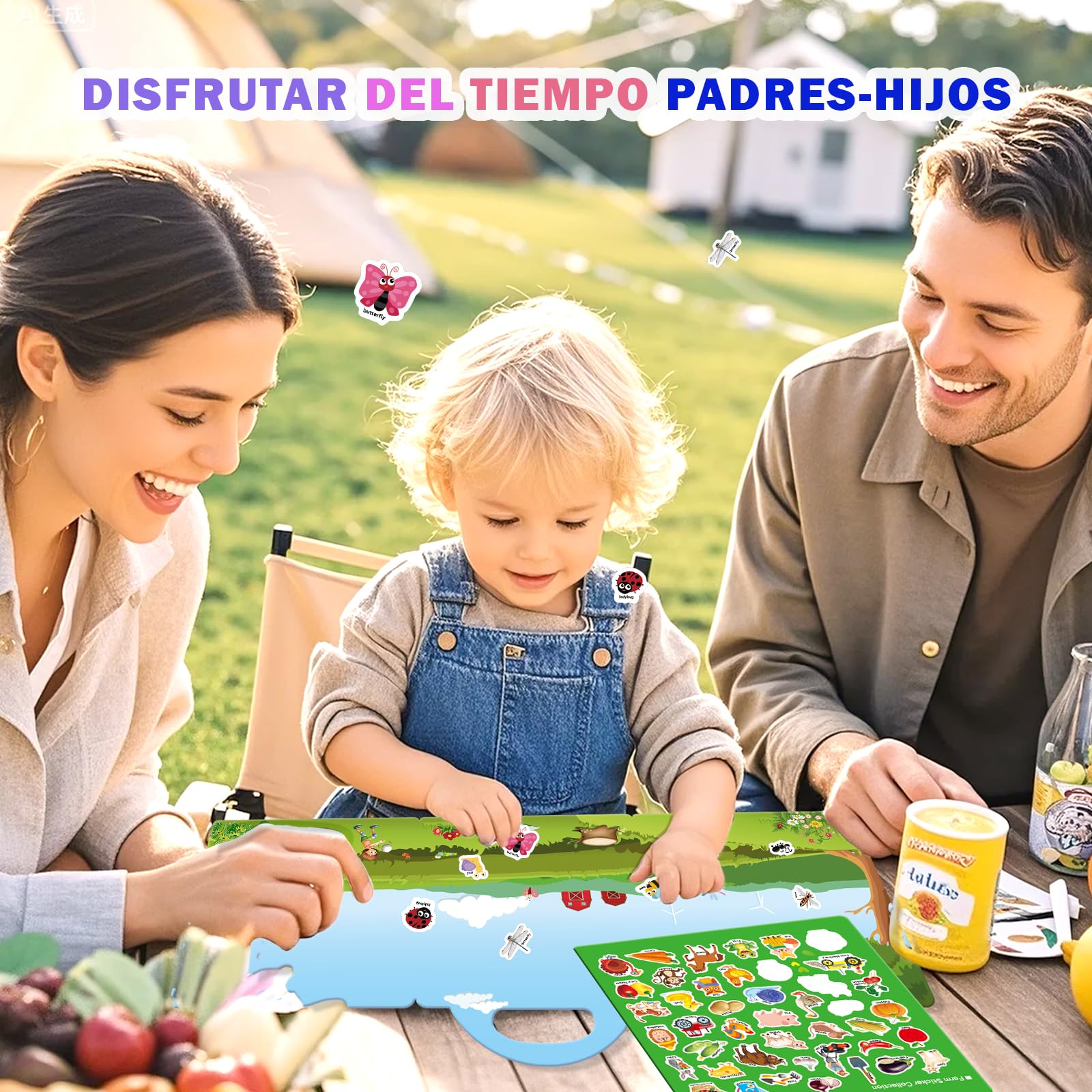 GUYUCOM Paquete de 4 libros de pegatinas reutilizables, juguetes para niños de 2, 3, 4 años, pegatinas 3D transparentes para granja de insectos oceánicos, juguete educativo, regalos de cumpleaños