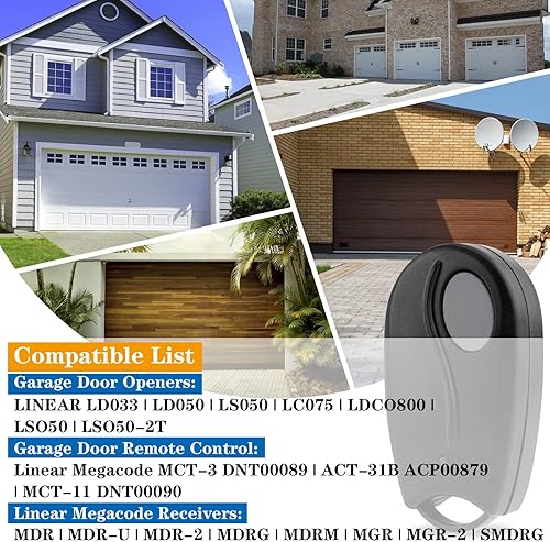 Miniatura 2 de ACT-31B ACP00879 - Abridor de puerta de garaje de 1 canal, control remoto para 318 MHZ Lineal Mega Code MCT-3 DNT00089 MCT-11 ACT-34B 2 unidades