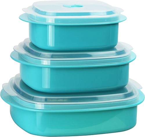 Kit de 6 unidades de recipientes de cocina para microondas vaporera y refrigerador de Callypso Basics por Reston Lloyd 1 Turquoise Kit de 6 unidades de recipientes de cocina para microondas vaporera y refrigerador de Callypso Basics por Reston Lloyd 1 Turquoise