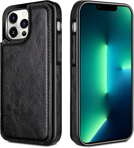Miniatura 6 de HianDier Funda tipo cartera compatible con iPhone 13 Pro MAX 5G de 6.7 pulgadas, delgada funda protectora con ranura para tarjeta de crédito, funda