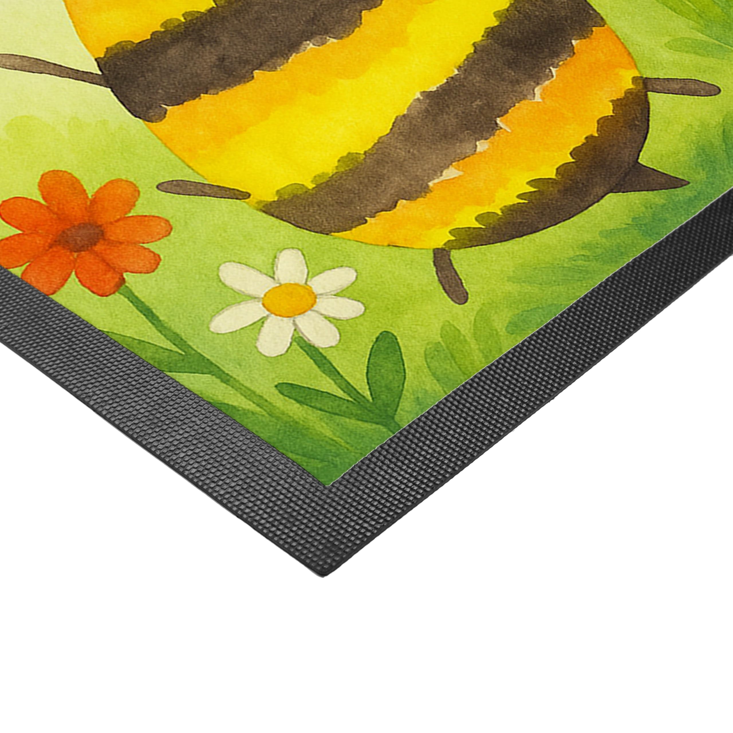 Mr. & Mrs. Panda Fussmatte personalisiert Biene Happy Design 80 x 120 cm - Geschenk, Fußmatte mit Namen, Personalisierte, personalisierbar, Fußabtreter