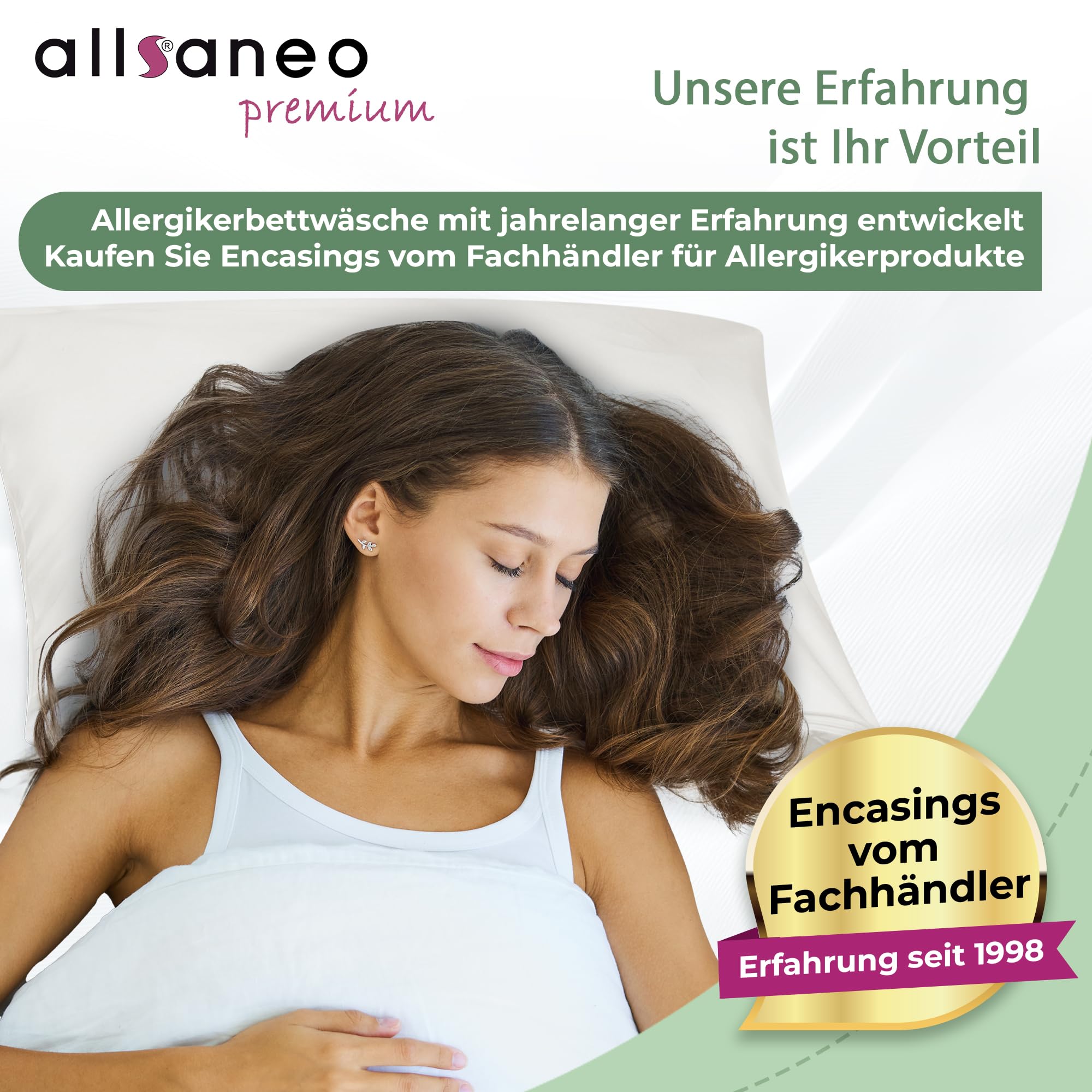 allsaneo Premium Encasing, coprimaterasso 180 x 200 x 30 cm, per chi soffre di allergie, extra morbido e leggero, rivestimento intermedio antiacaro per materasso