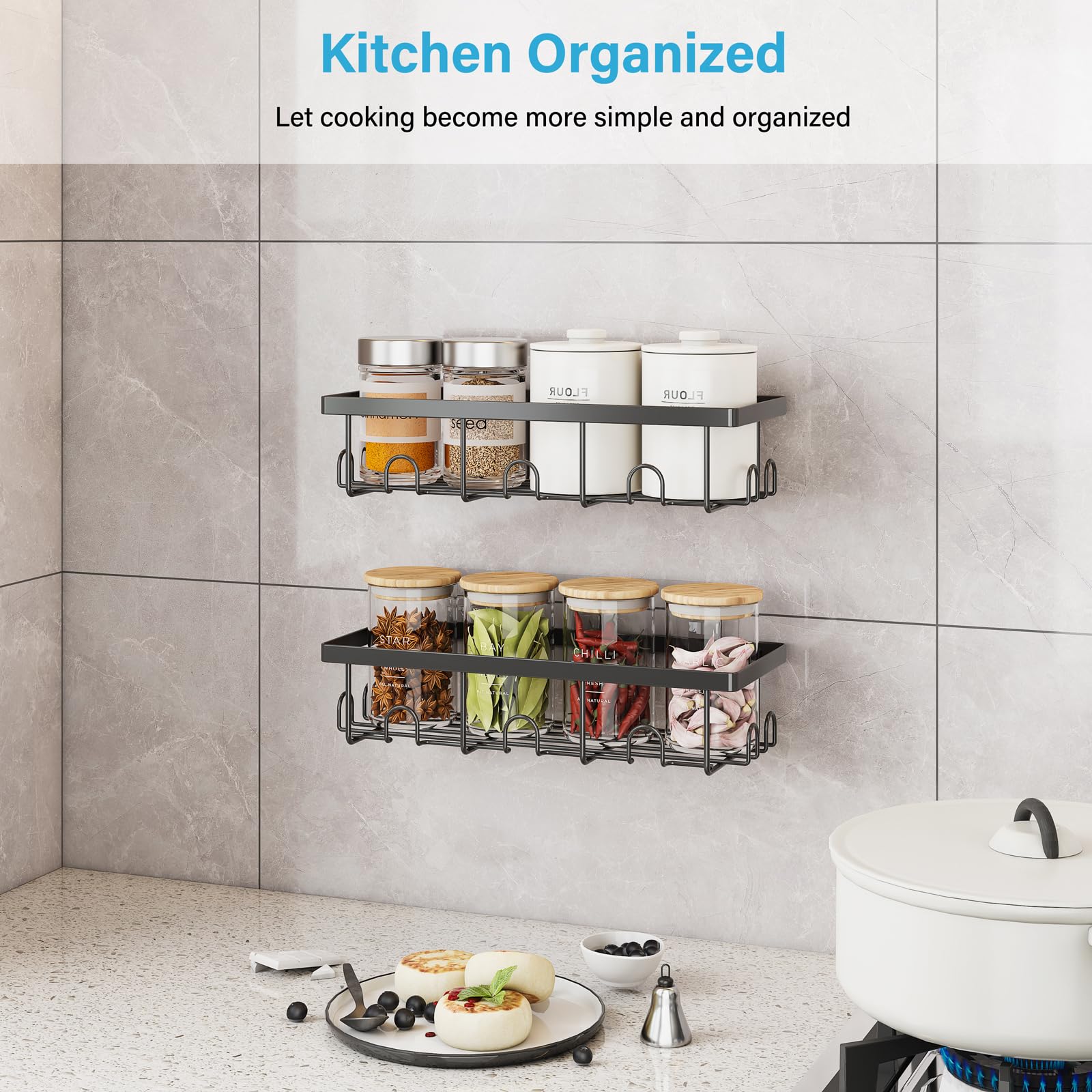 Bridgify Bathroom Shower Shelves 2-Pack, Large Capacity Bathroom Organizers and Storage - Image 4