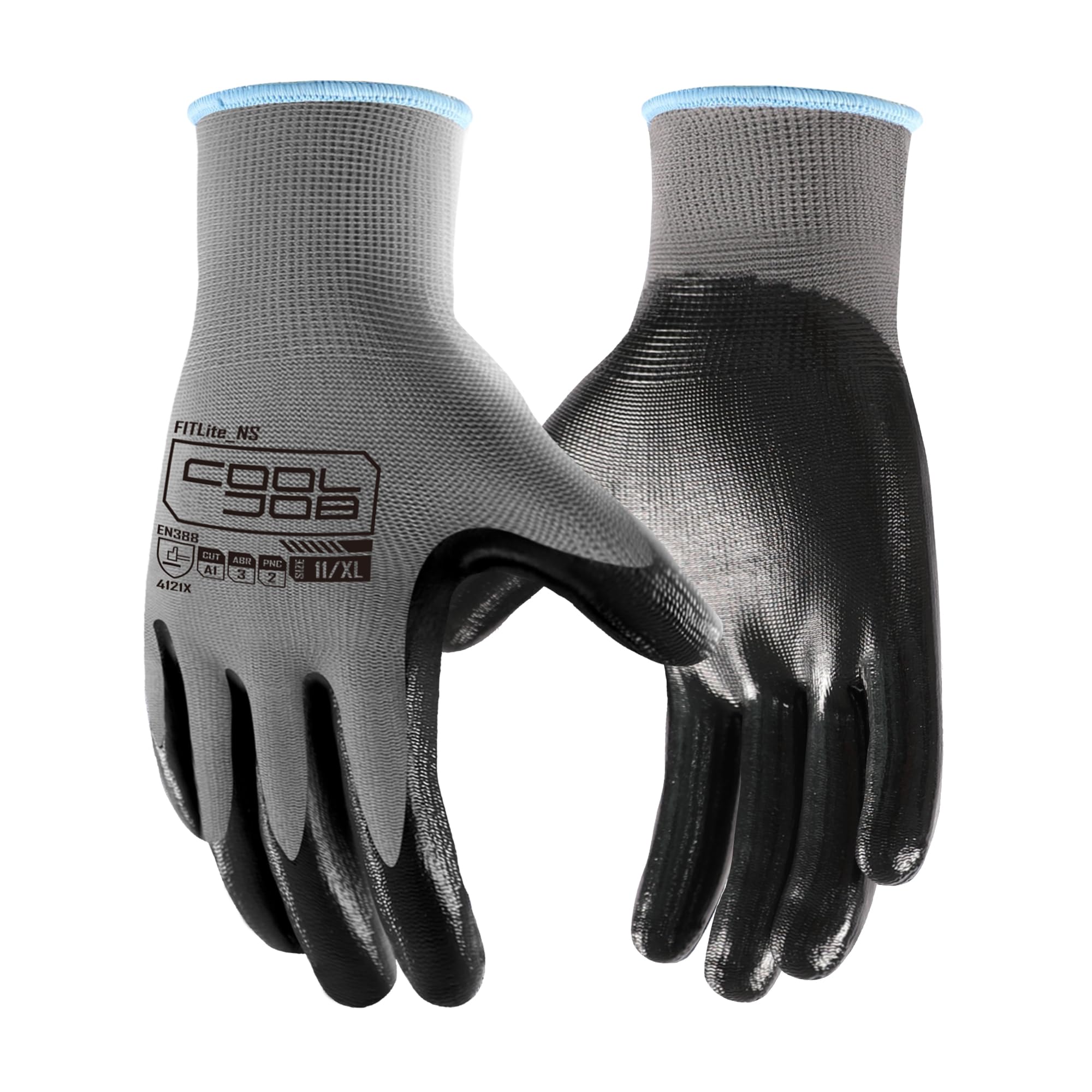 COOLJOB 20 Pairs Safety Work Gloves for Men Women Non-slip, Nitrile Rubber Coated Working Garden Yard Gloves Bulk with Grip, Palm Dipped Oil Resistant and Hand-friendly, MultiPack (Gray, X-Large)