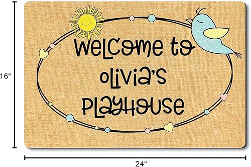 Miniatura 3 de VOTANTA Tapete personalizado para casa de juegos, bonito tapete de sol para niños y niñas, letrero con nombre personalizado para casa de juegos,