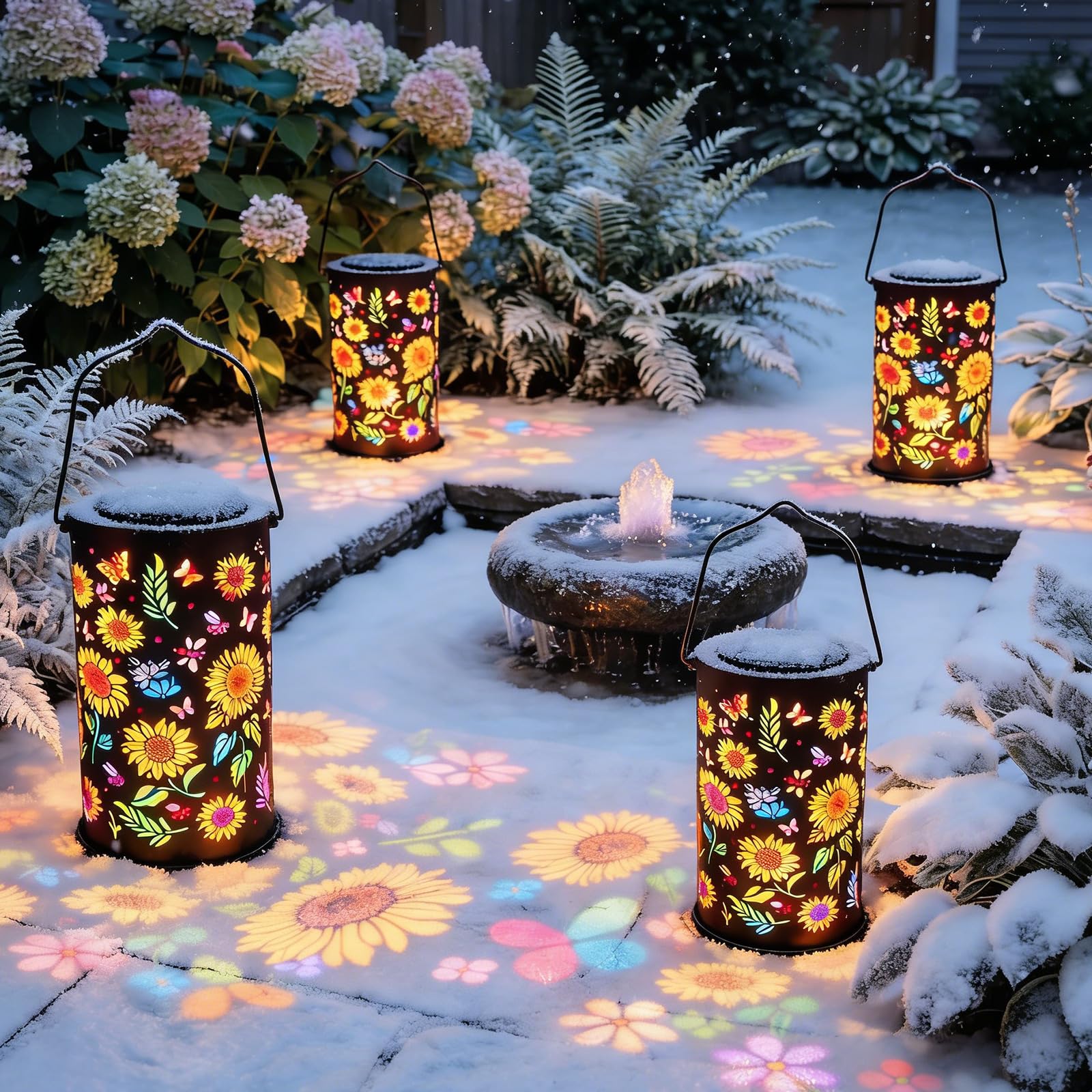 Bronzo Colorato Girasoli Incandescente Giardino Luci Solari con LED Illuminante Impermeabile Metallo Appeso Lampada Regalo Luce Solare Giard