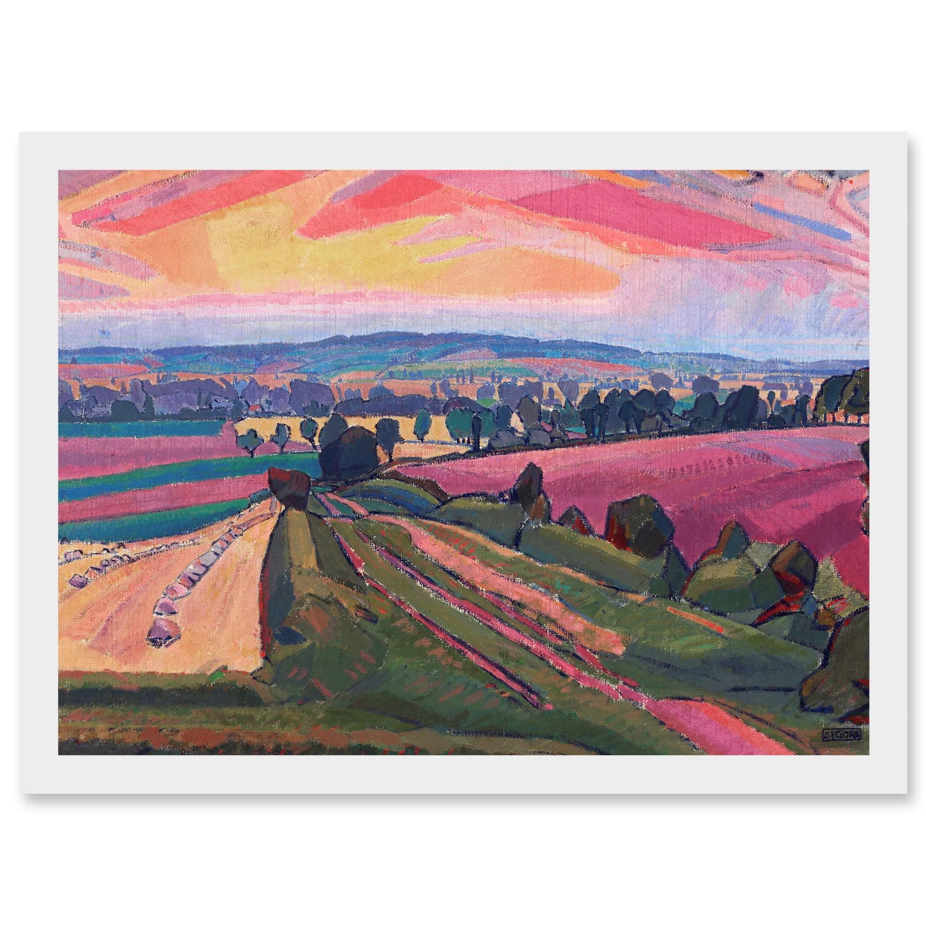 Artery8 Spencer Gore The Icknield Way Landscape Painting Artwork Framed Wall Art Print A4