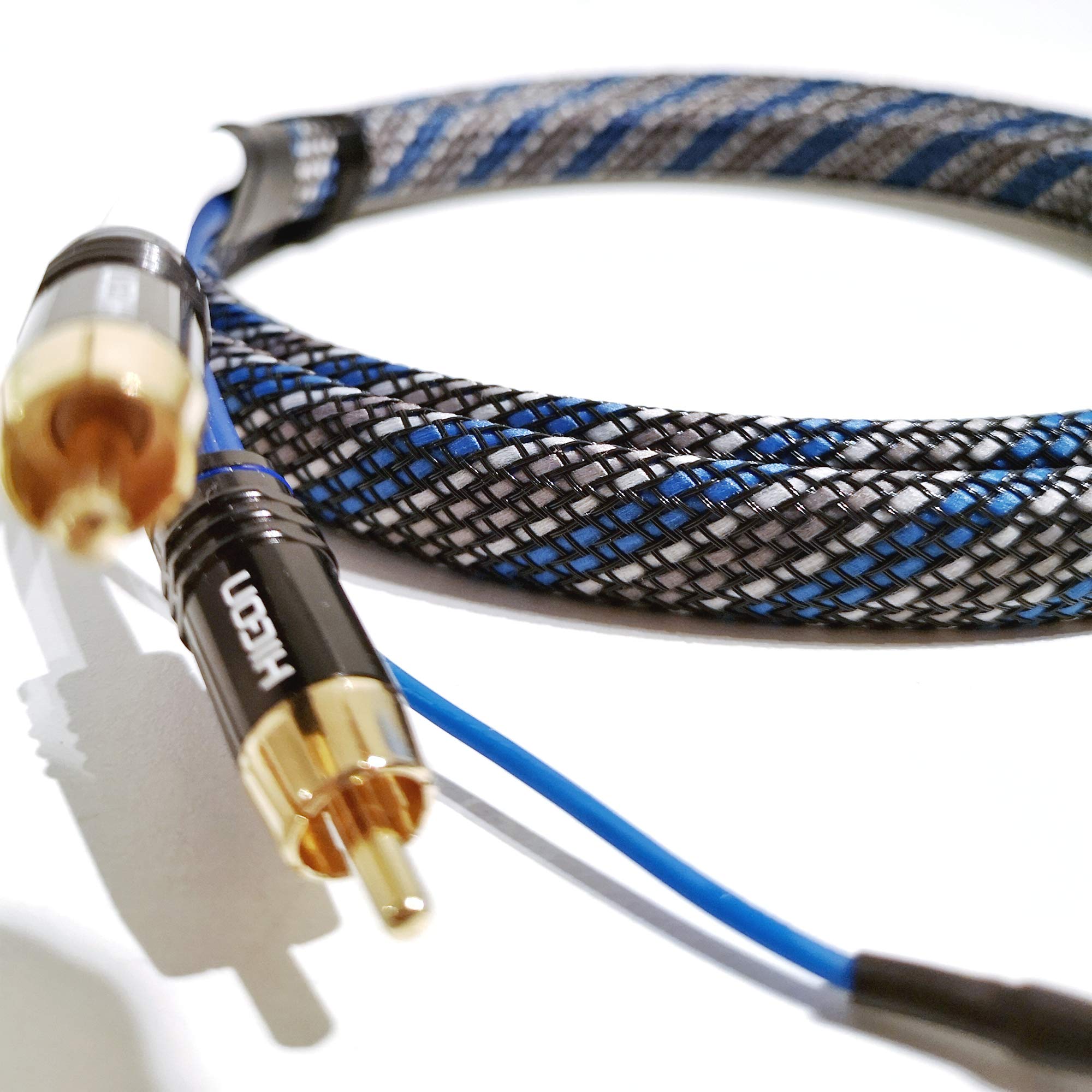 Cavo audio RCA Blue Edition da 1,5 m con cavo di massa lungo 1,6 m per giradischi Estate Cable Sinus Control cavo audio in tubo intrecciato – SC81-K3-V-Blue-0150