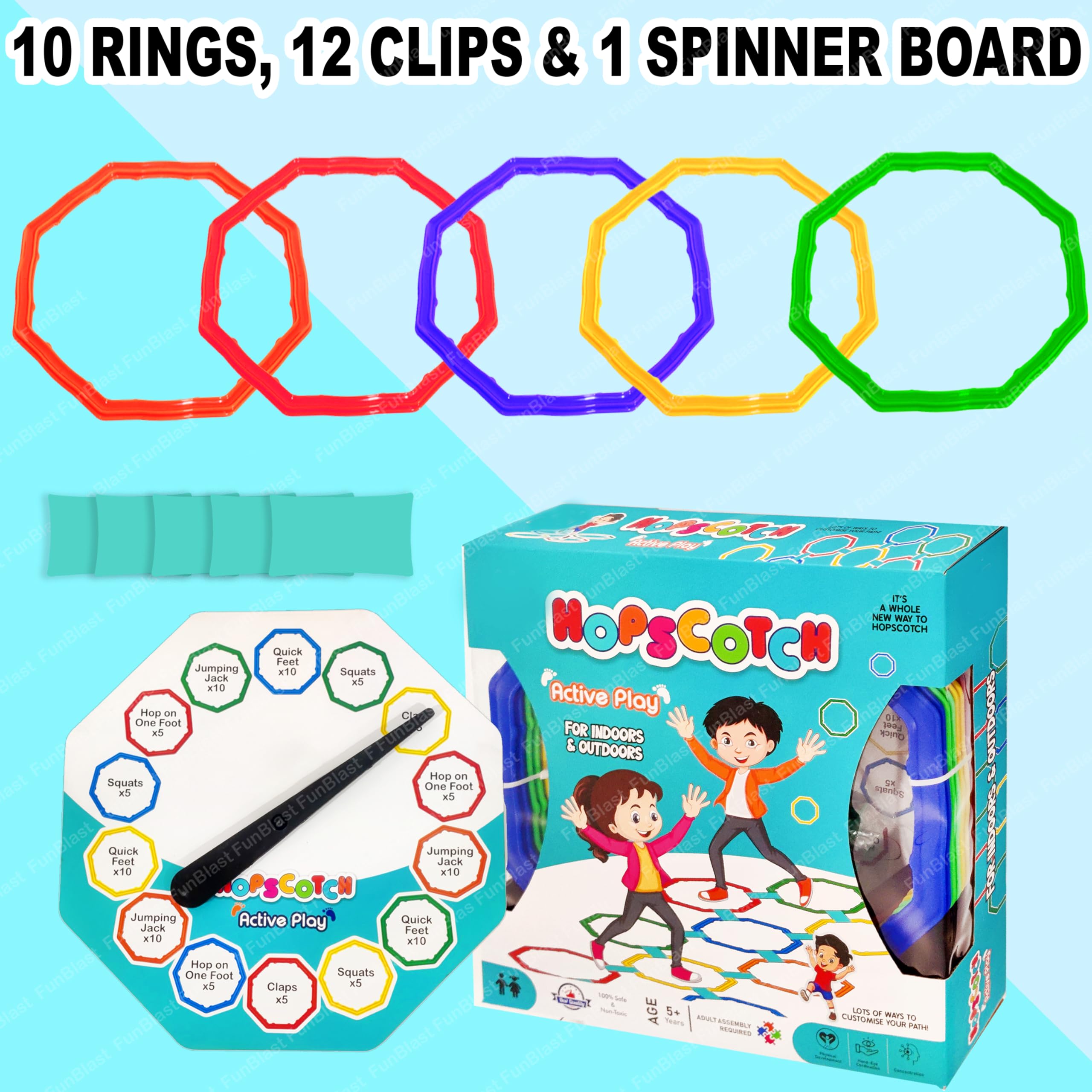 FunBlast Hopscotch Games for Girls, Active Indoor Rings Game for Kids – Kids Jumping Ring Game, Educational Colorful Rings for Kid, Indoor and Outdoor Games for Kid (Multicolor) - Image 4 thumbnail