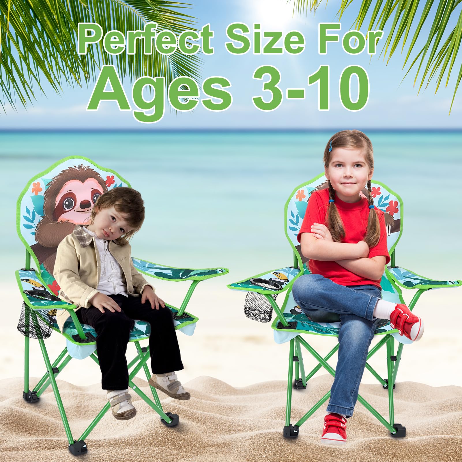 Silla de camping para niños con soporte para bebidas, silla plegable para exteriores, silla plegable portátil, silla de jardín para niños, fuerte y estable, silla de camping infantil para