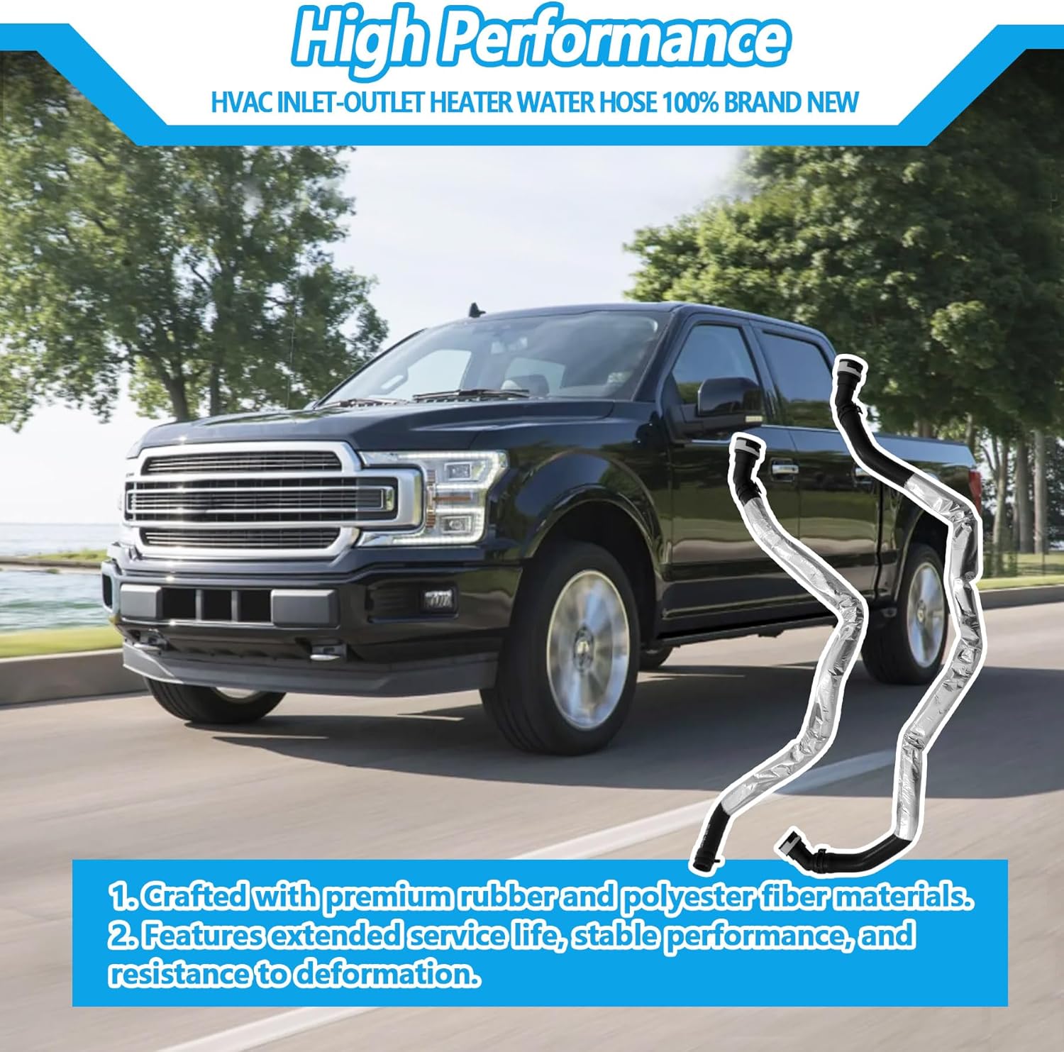 HVAC Heater Water Hose Inlet-Outlet Fit for Ford F150 2017-2020 Replace HL3Z-18472-E HL3Z-18472-F 2Pcs