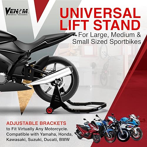 Miniatura 6 de Venom Soporte trasero para motocicleta, soporte universal para rueda trasera de motocicleta, soporte de neumático de motocicleta compatible con