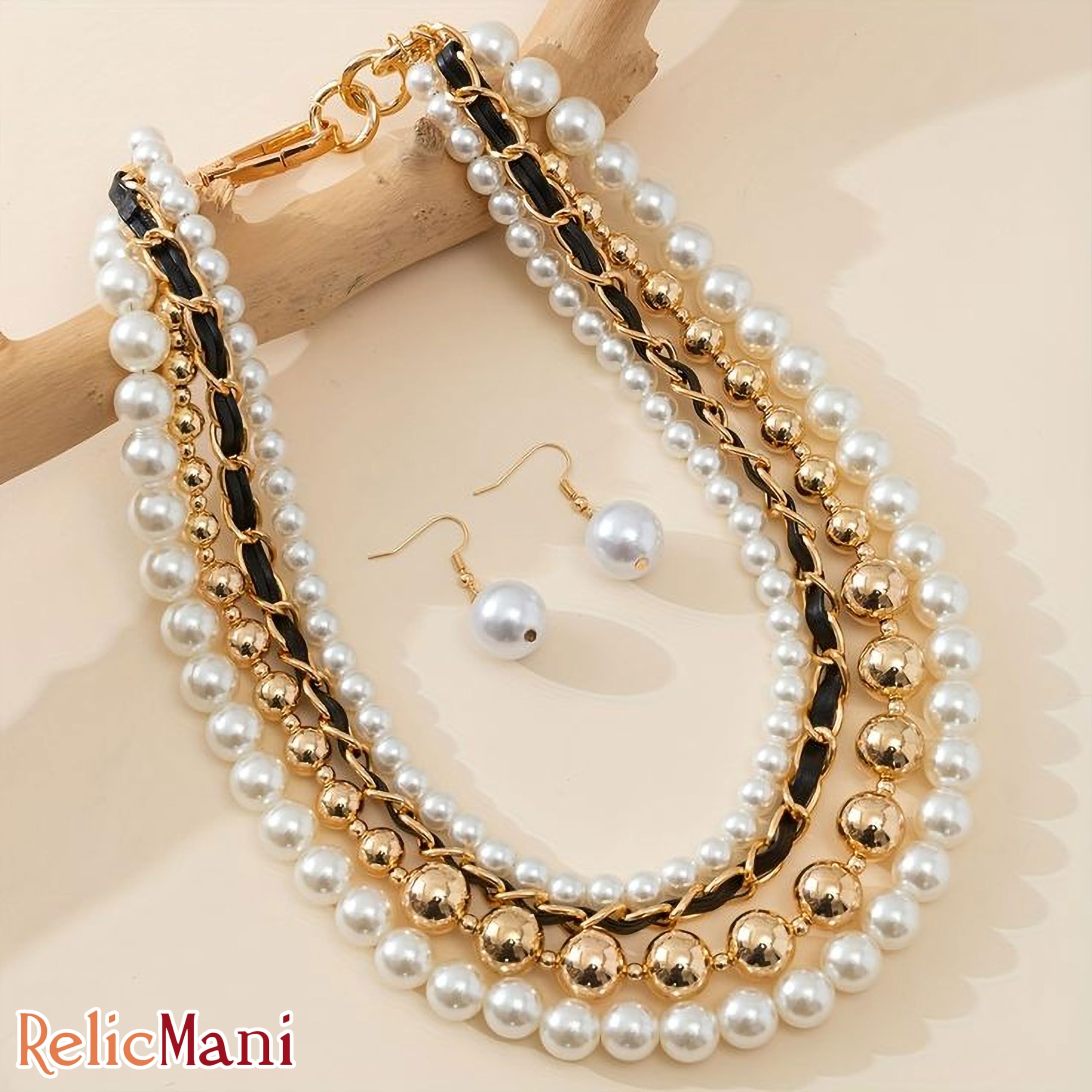 RelicMani Pearl Moti Beads Kit | Beads for Jewellery Making & Craft | Rectangle Organizer Box with 3-8mm Pearls for Aari Work, Rakhi, DIY Projects (Offwite Gold) 3