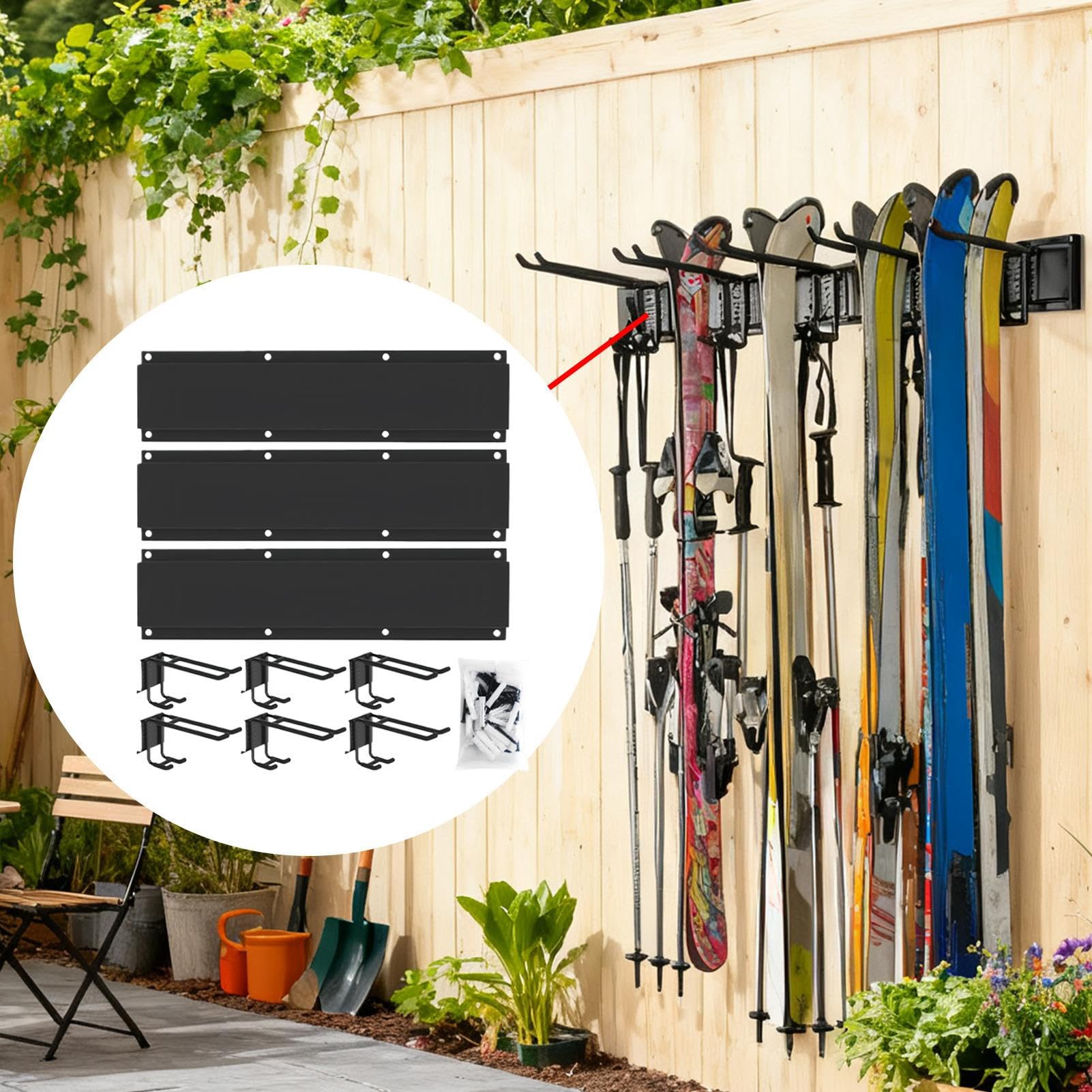 Ganchos De Almacenamiento Para Garaje Estante Utilitario Ahorra Espacio 6 | Organizador Y Soporte Para Ganchos De Cobertizo Para Escalera Herramientas Eléctricas Taller Jardín
