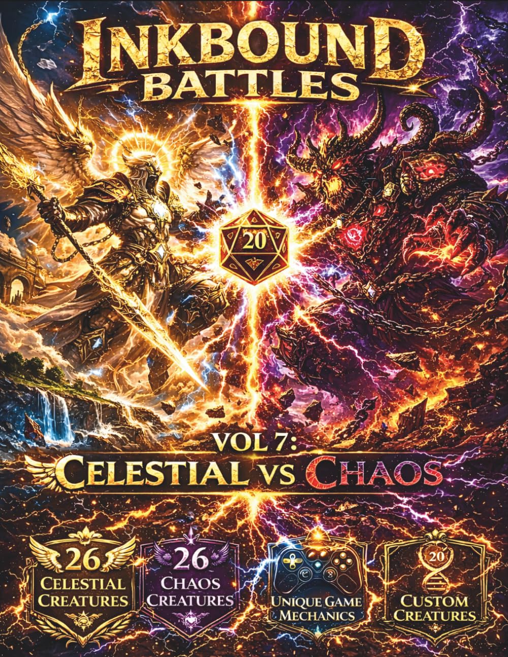 Inkbound Battles Vol 7: Celestial vs Chaos: A PvP Coloring Book Game of Strategy, Dice Battles, and Creature Evolution