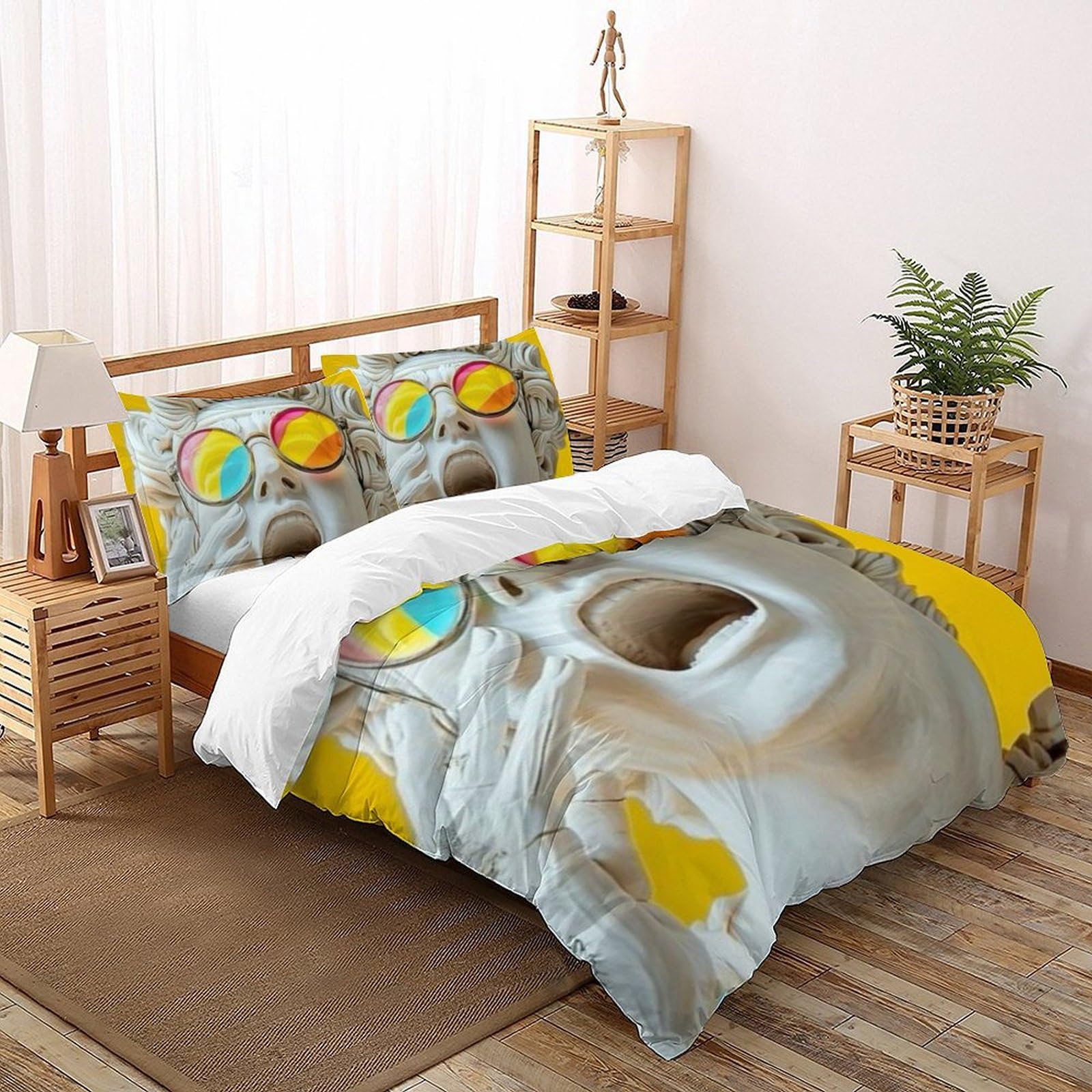 Housse de couette double 200x200 microfibre imprimé 3D avec fermeture éclair
