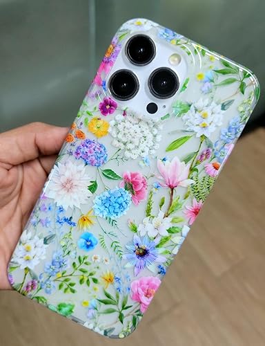 Miniatura 5 de J.west Funda para iPhone 13 Pro Max 6.7, suave a prueba de golpes, linda funda protectora de teléfono floral rosa para mujer, diseño retro