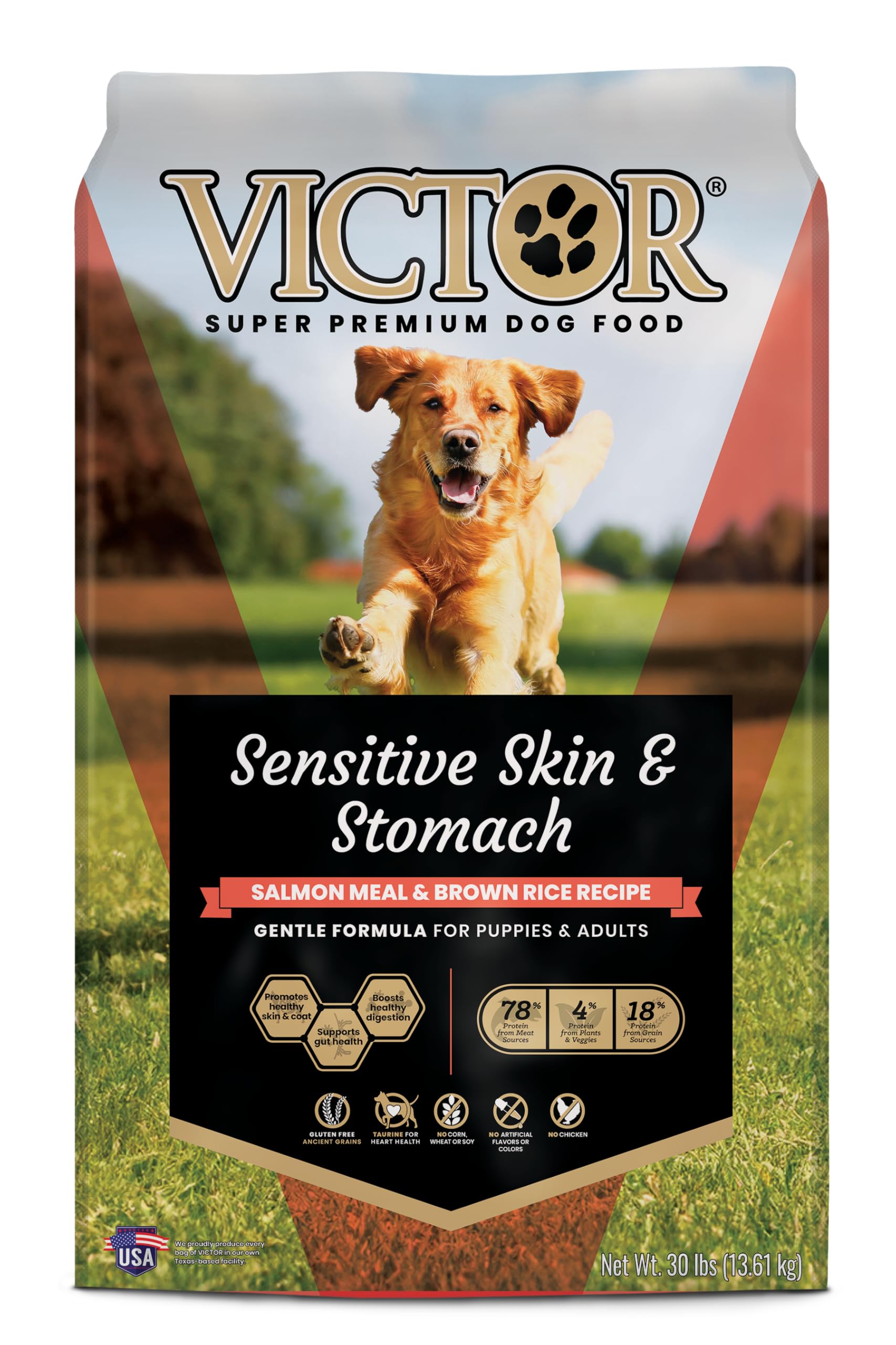 VICTOR- Sensitive Skin and Stomach, Salmon Meal and Brown Rice Recipe, Dry Dog Food, 30-lb