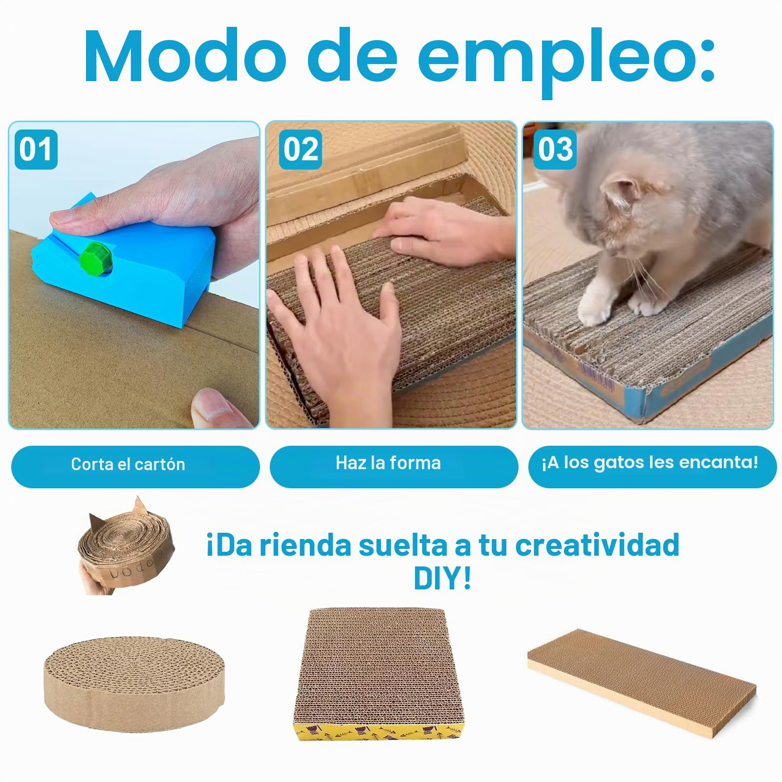 Cortador de cartón para Gatos, Herramientas de Corte de Reciclaje de cartón, Cortador de Tiras de cartón Impreso en 3D, para Hacer rascador de Gatos