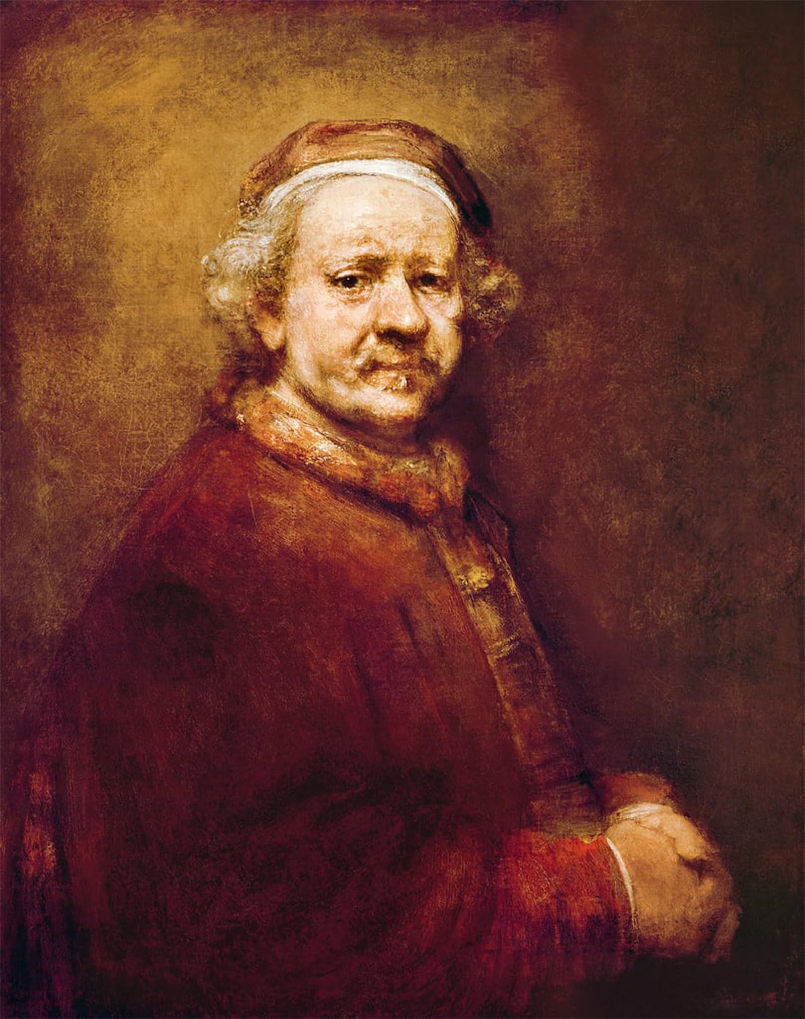 SERENDIPITP Abstract Painting Mural Print Picture Wall Decor Painting Self portrait in at the age by Rembrandt van Rijn Vintage Wall Artwork for Home Decor 60x90cm