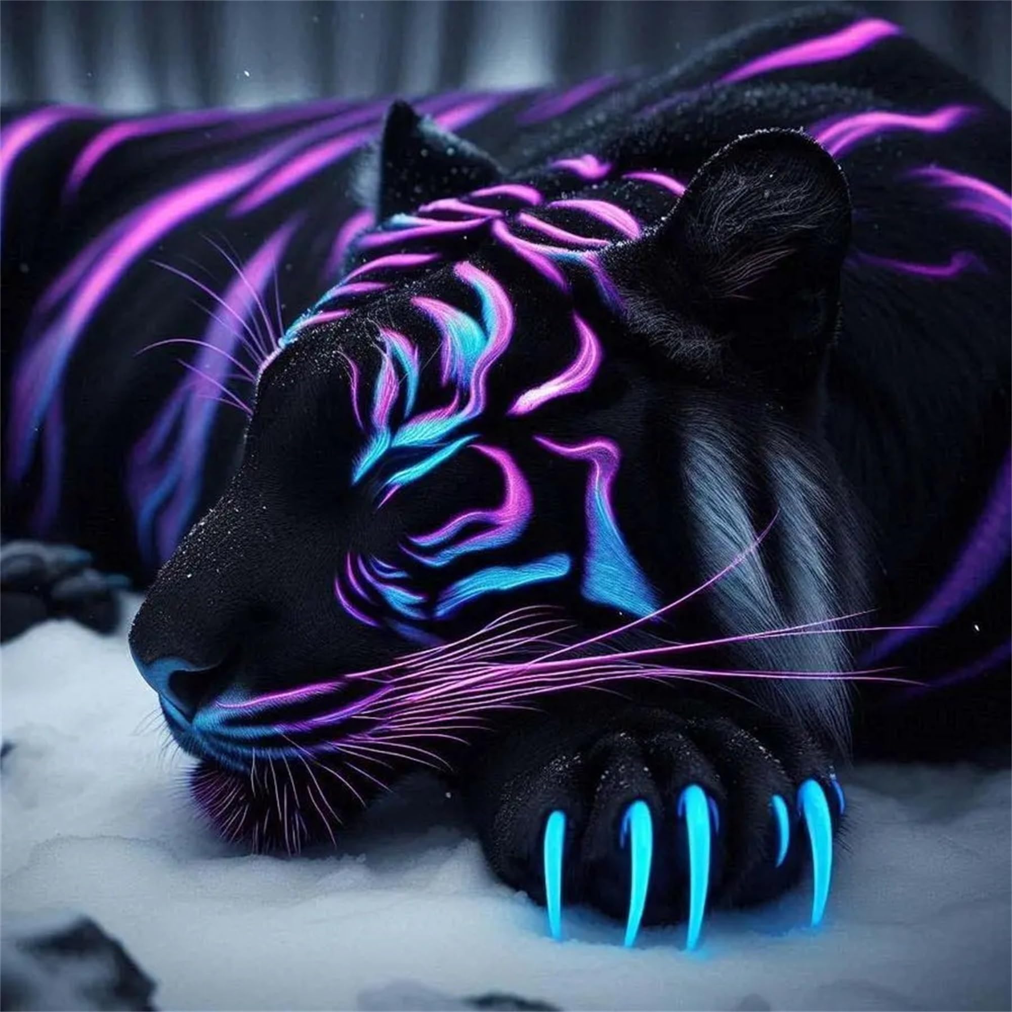 Jiqinsiye 5D Diamond Art Kit for Adults,Diamond Painting Kits for Beginner,Gem Art,Crystal Art Kits Round Drill for Home Wall Decor Gifts for Women, Men (Black Tiger)
