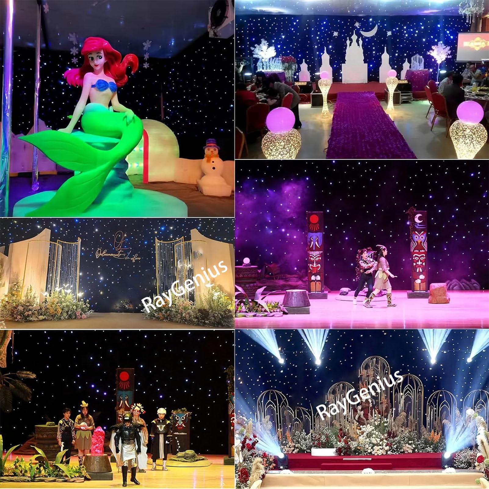 Tenda A LED A Stella (Bianca E Blu), Tenda A LED A Stella da Palcoscenico (con Controller), Fondale A Luce Stellare (Tenda A LED A Stella di Sfondo) per I Club della Festa di Nozze.,2X3M