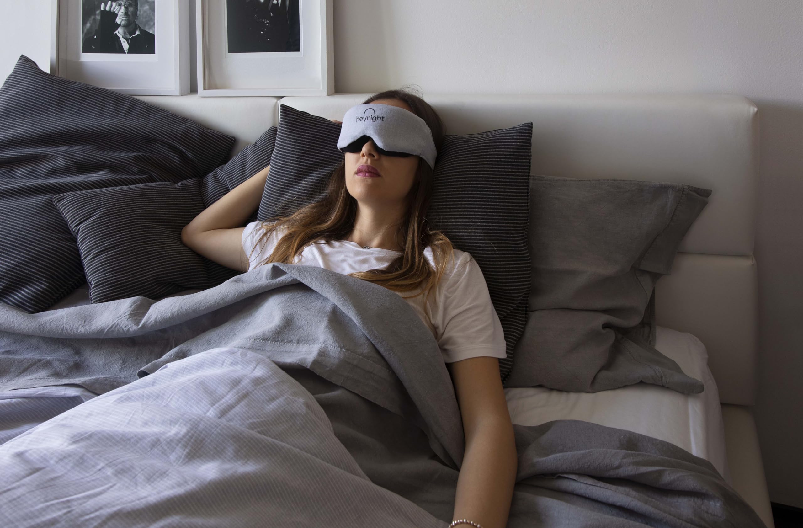 Heynight | Mascherina per dormire - 100% comfort, oscurante - Viaggio accessori utili in Cotone Made in Italy con elastico rinforzato, regolabile