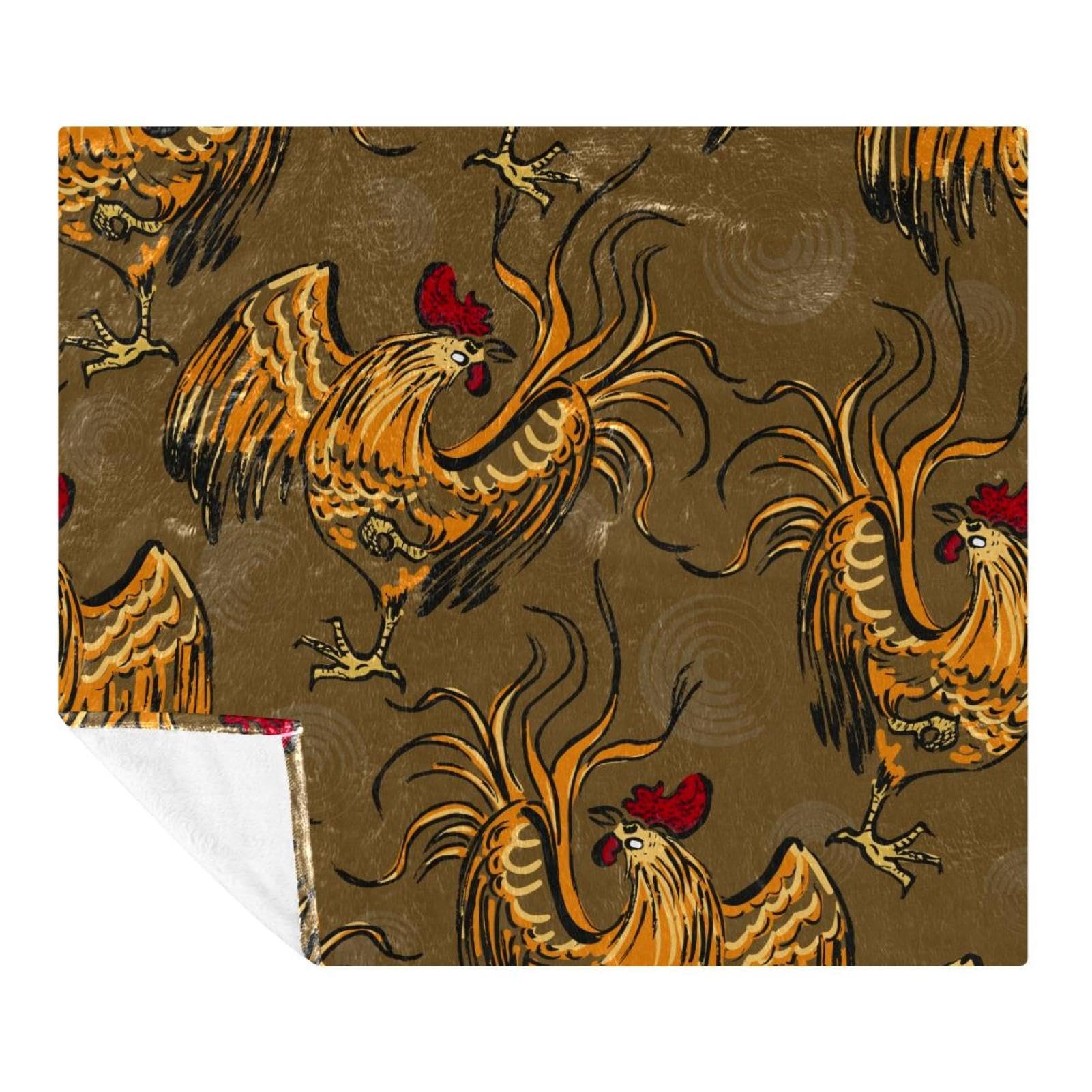 Couverture legere douce pour voyage et canape Furious Rooster plaid polaire de 150x130 cm