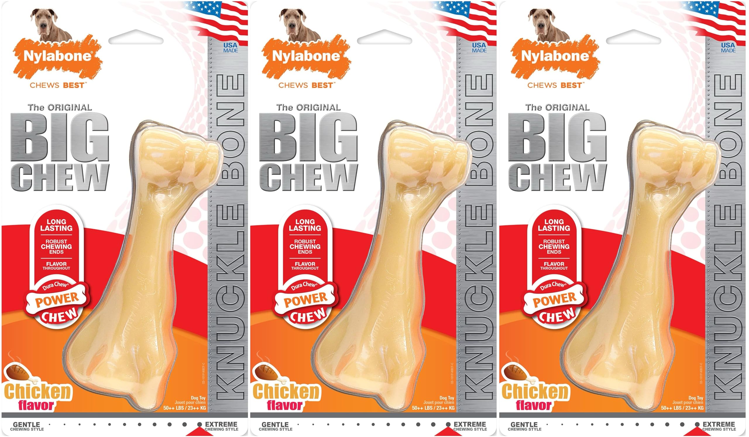 Nylabone (3 sztuki) Dura Chew XL duża kość o smaku kurczaka | Psy powyżej 50 kg