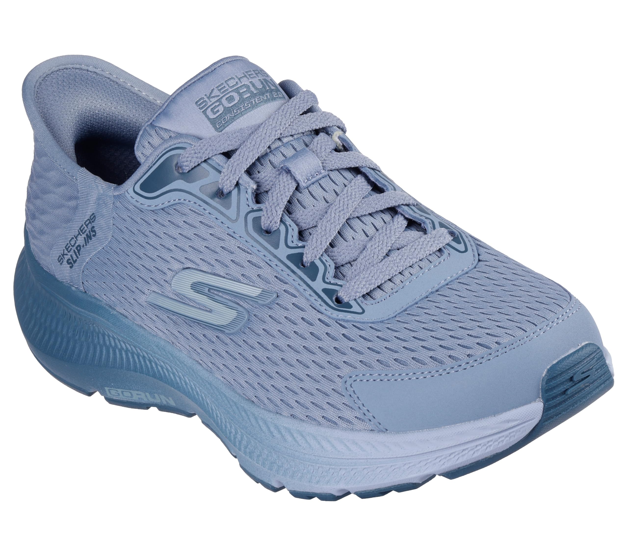 Skechers Women's Go Run Consistent 2.0 Cameroon Sneaker, Slate Textile/Blue Trim, 8 UK