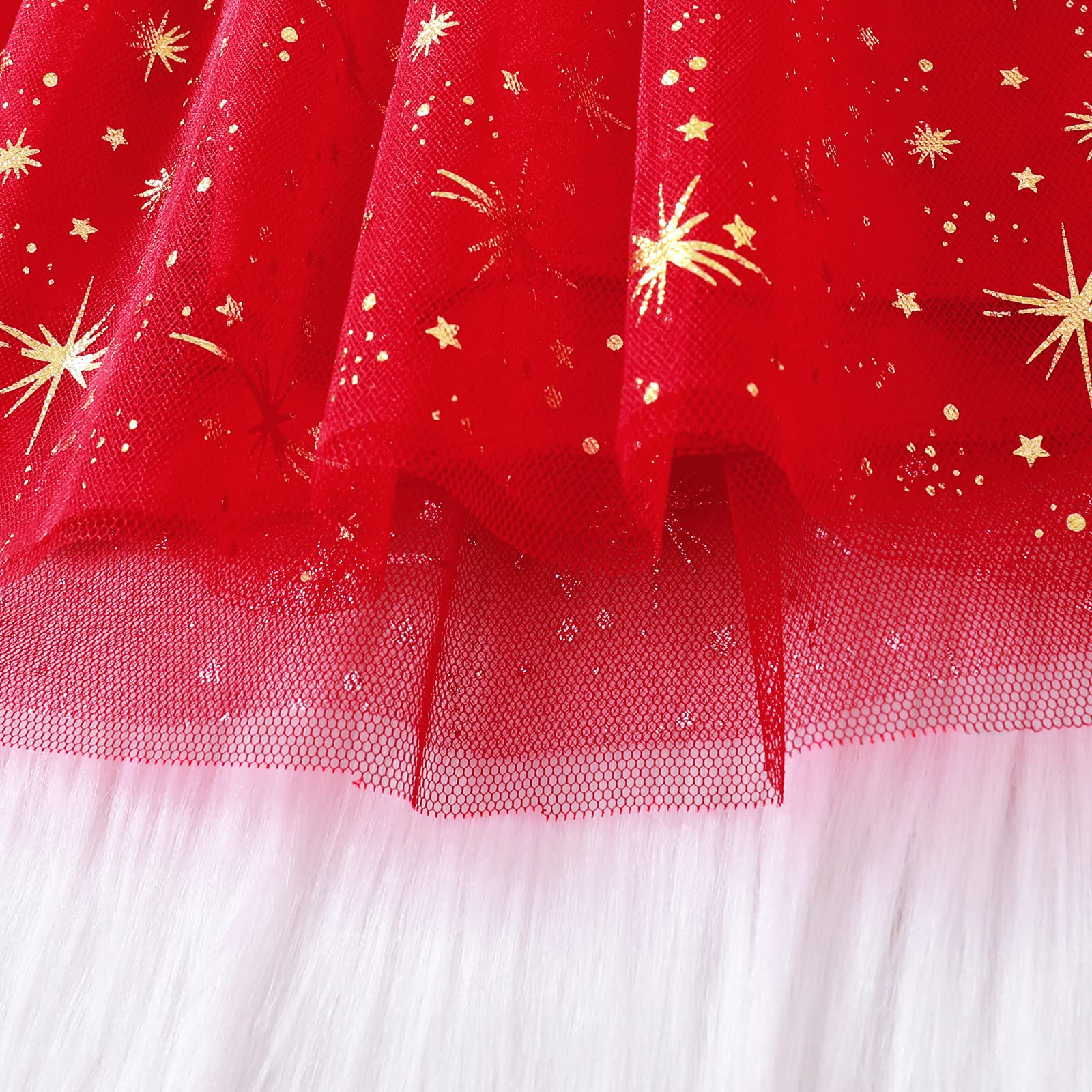 Conjunto de 2 piezas de vestido de tutú de tul de manga larga con estampado de letras, estrella, princesa, vestido de Navidad para niña pequeña
