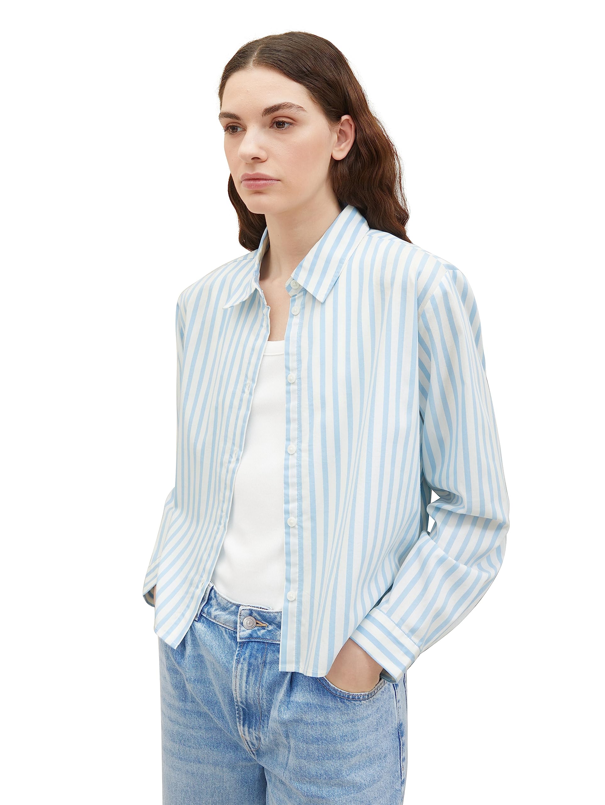 TOM TAILOR Denim Damen 1038121 Boxy Basic Hemd-Bluse (1er Pack)