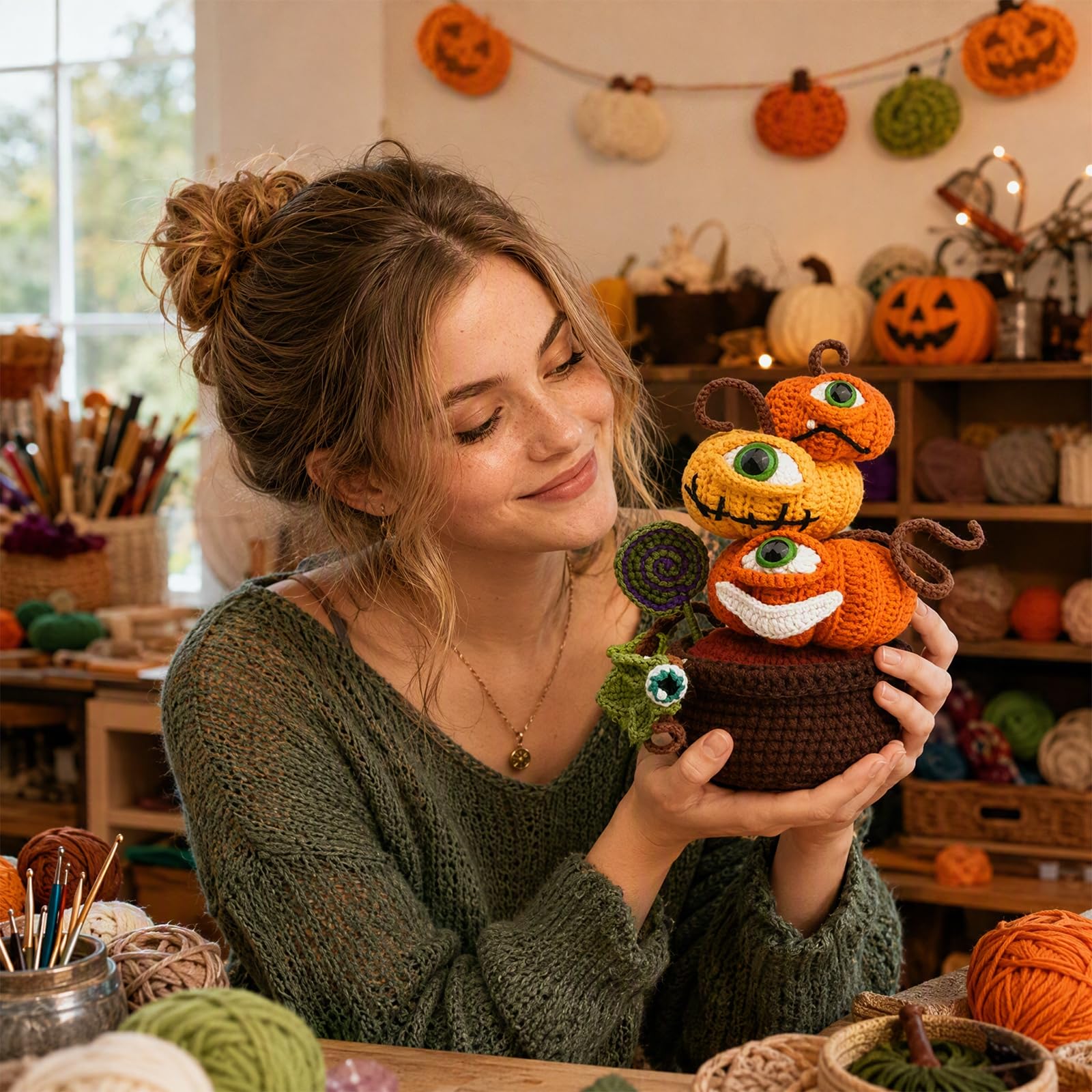 DIY Hak Sadzarka Halloween Amigurumi Dynia Złe Oko Lalki