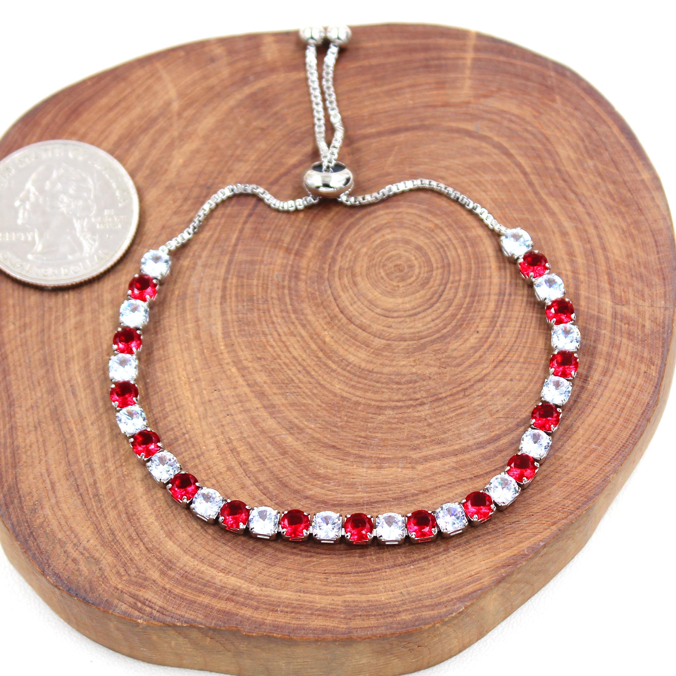Platinierte Tennisarmbänder – Verstellbarer Zirkonia für Damen YA4375
