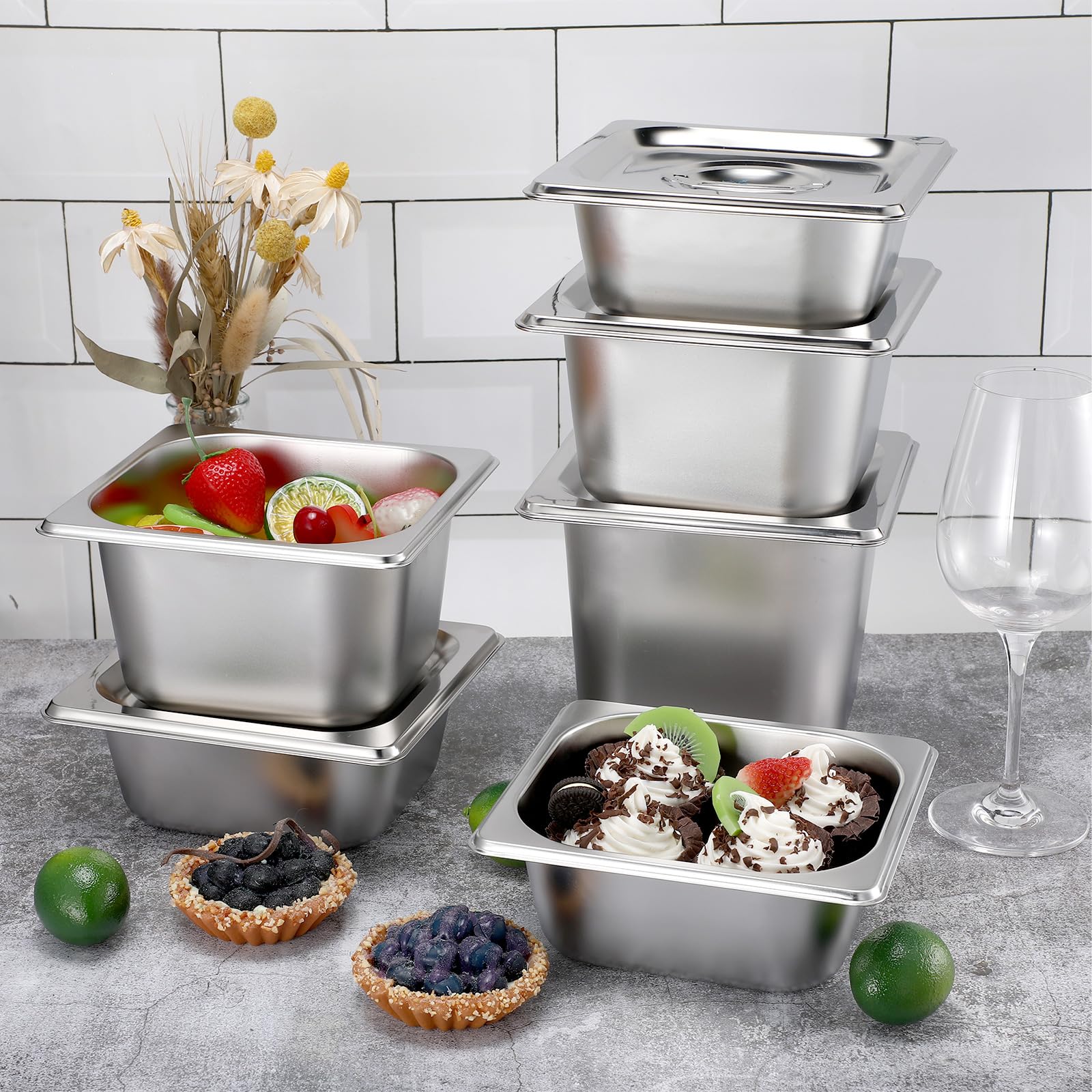 Amazon.co.jp: Ziliny 12個パック ステンレススチール ホテルパン 蓋