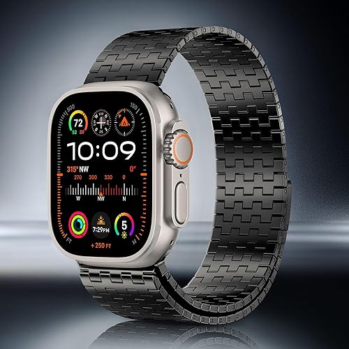 Miniatura 10 de Compatible con Apple Watch Band de 1.614 pulgadas, 1.575 pulgadas, 1.496 pulgadas, correa de metal moderna, correa de acero inoxidable ajustable con