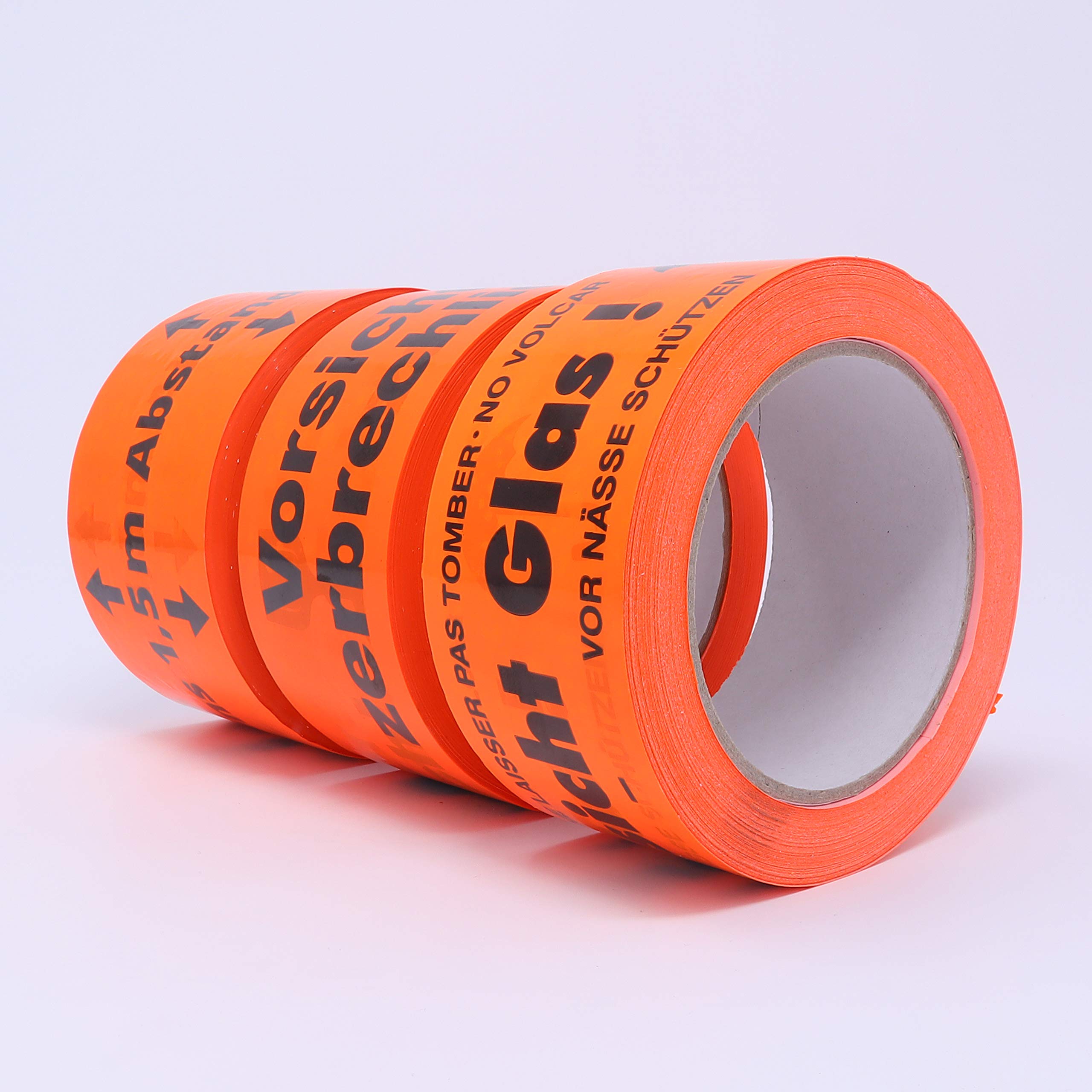 gws Cinta adhesiva de advertencia de PVC de color naranja pasillo. Cinta adhesiva de embalaje fuerte de calidad profesional. Cinta de advertencia de 50 mm x 66 m (6 rollos)