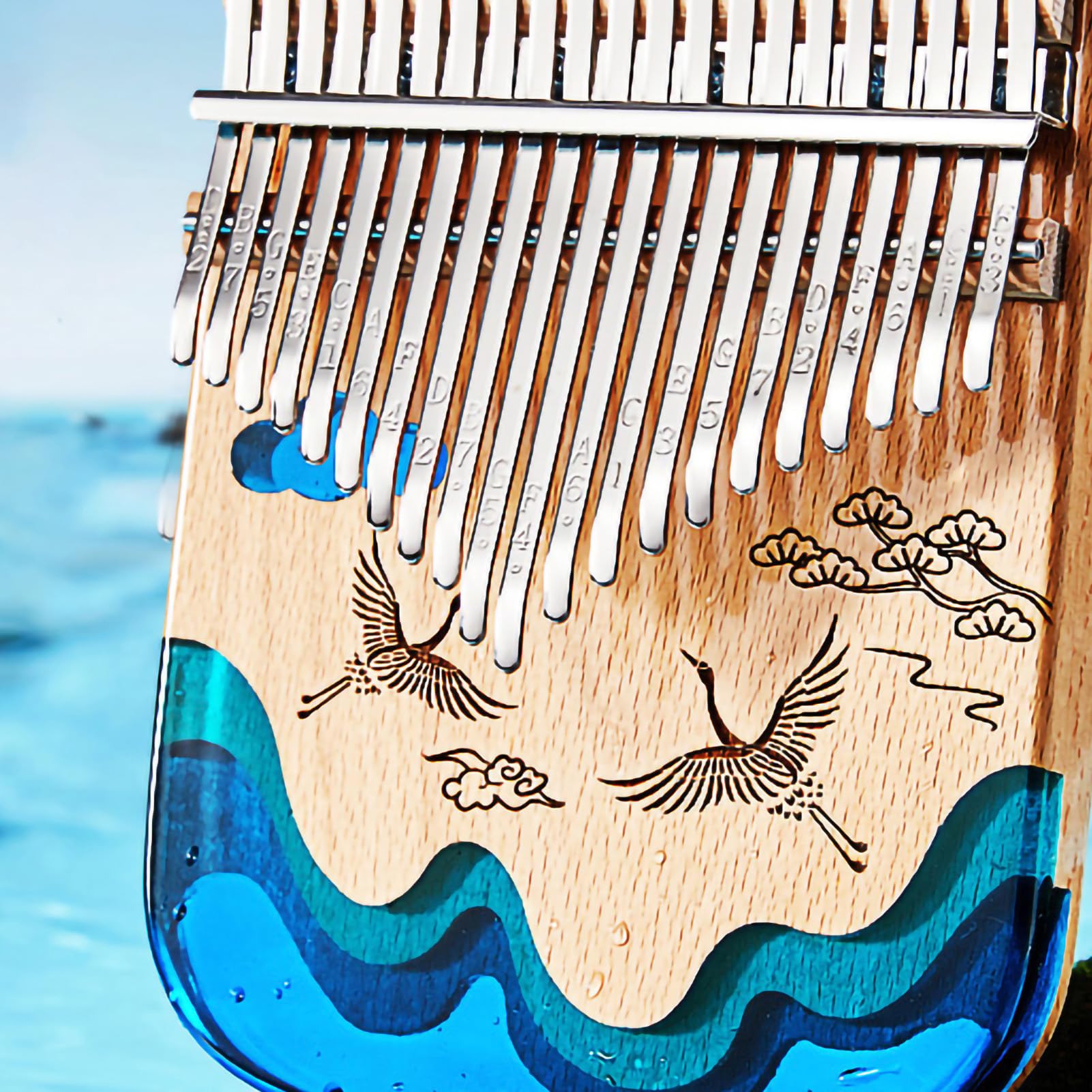 Daumenklavier, Tragbares Daumenklavier Mit Mehreren Tönen, Mini-Harz-Kalimba-Fingerzupfmusikinstrument Für Kinder Und Erwachsene, Musikalische Weihnachtsgeschenke(17 Tonkran)