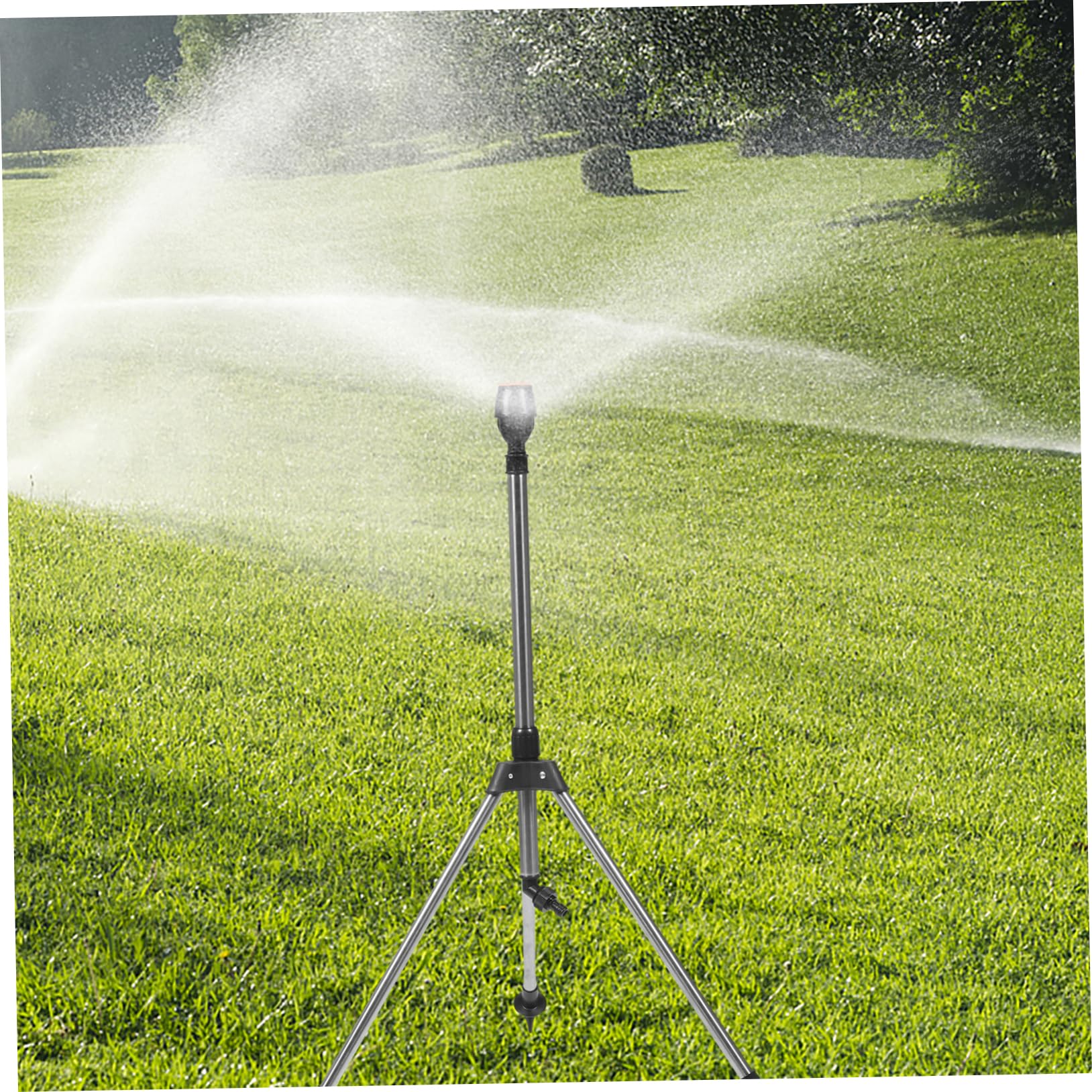 Arroseur Automatique Rotatif à Degrés Trépied en Alliage D'aluminium et Plastique, Système D'irrigation Étanche pour Pelouse et Arbres de Jardin