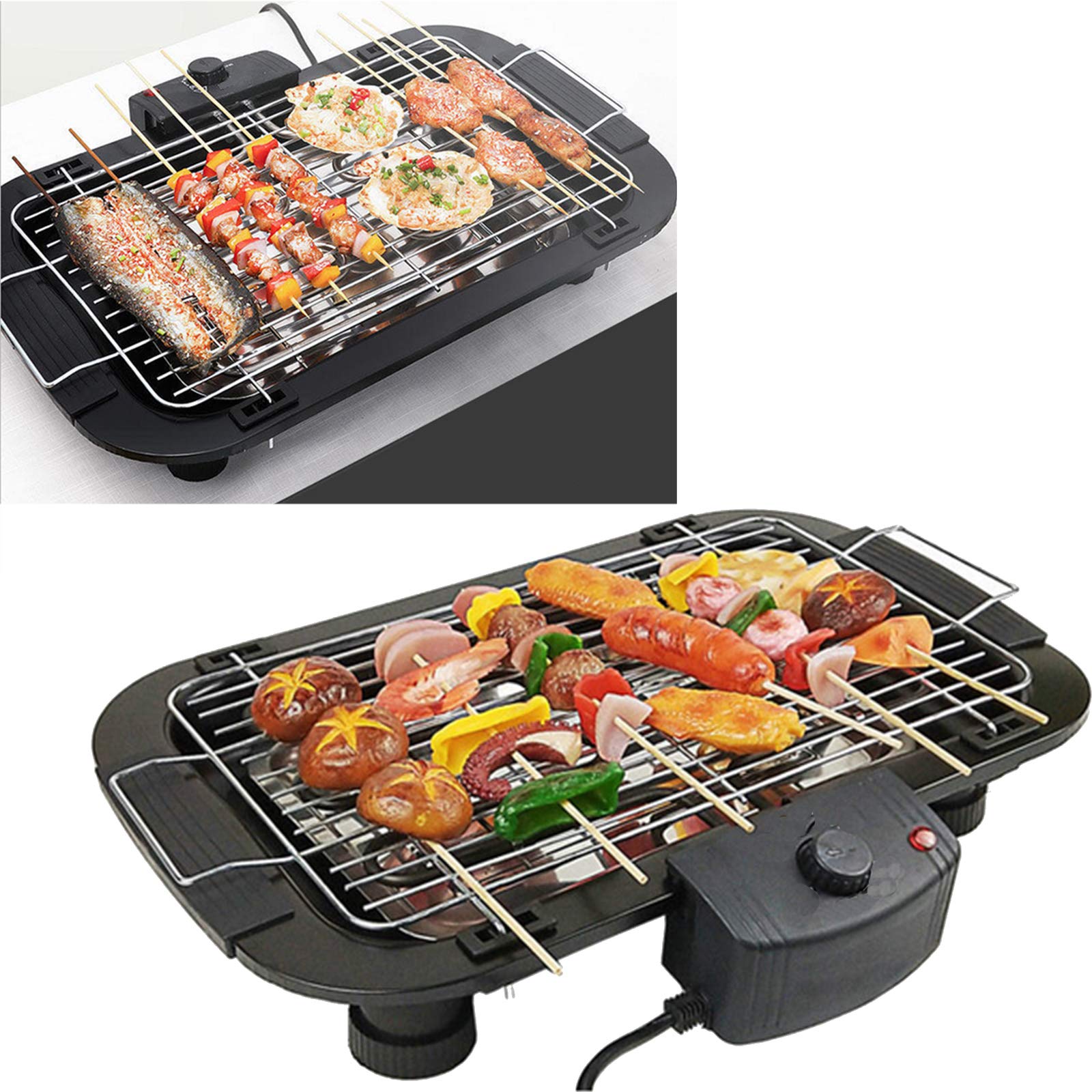 BBQ Indoor Grill Griddle 1500W, Professional Grill Cookware Stainless Steel with Adjustable Temperature Control & Oil Drip Tray for Barbecue Indoor Vegetable Seafood Meat Cooking