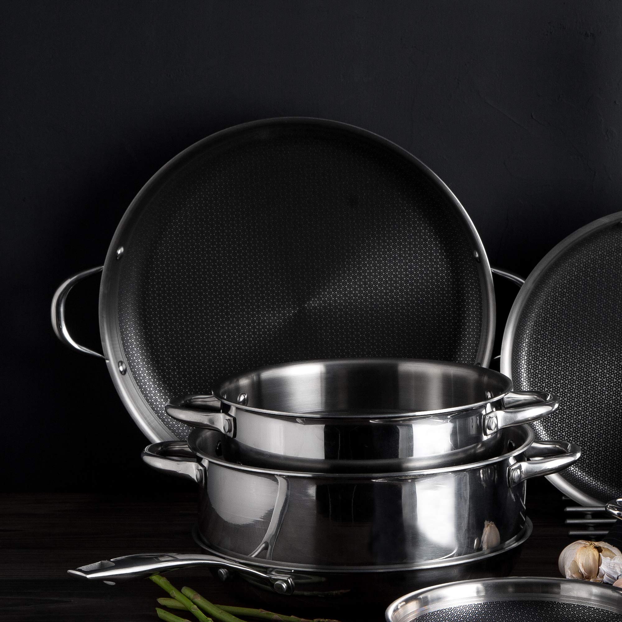 MasterPRO Hi-Tech 3 | Padella Antiaderente | Paellera da 36 x 4,5 cm | Rivestimento Pallatium con Fondo a Nido d'Ape | Prodotta in Acciaio Inox | Per Tutti i Piani Cottura
