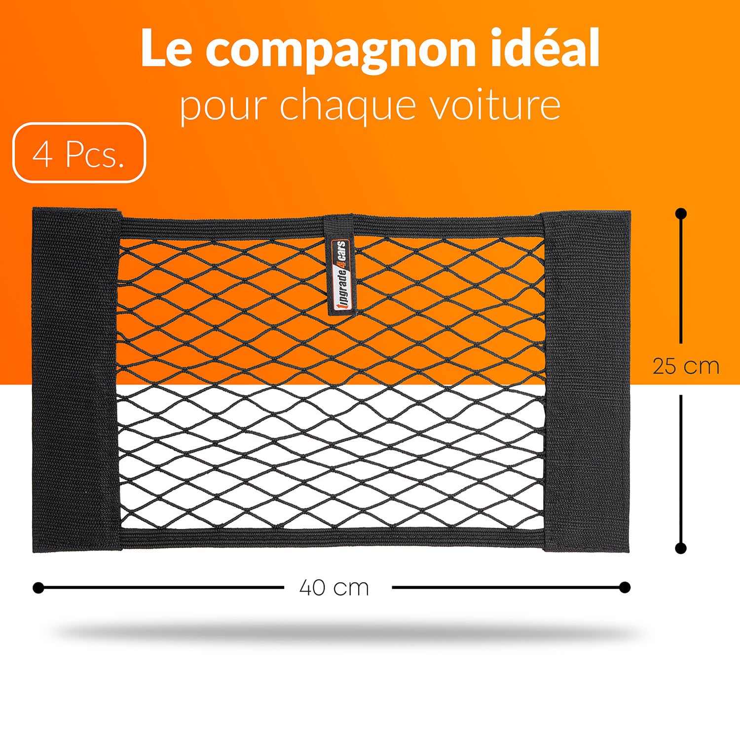 Upgrade4cars Filet Coffre de Voiture | 4 Filets élastique de Rangement Universel 40 x 25 cm | Accessoires Intérieur Gadget