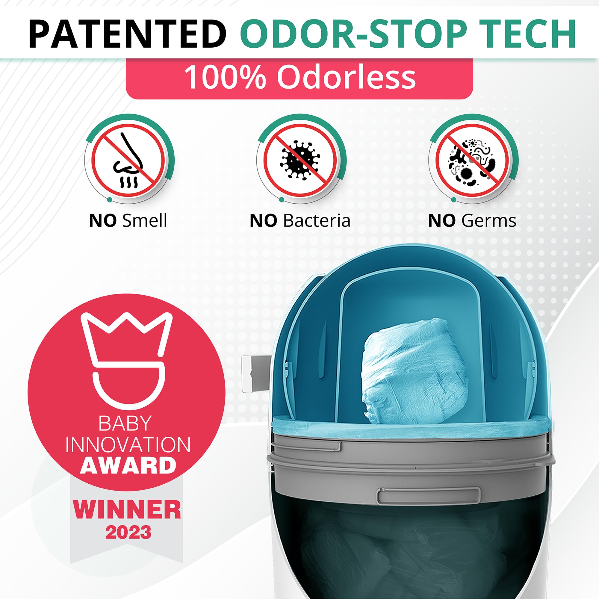 Magic Baby Windeleimer | Geruchsverschluss Ohne Spezialbeutel | 40 Liter Für Ca. 25 Windeln