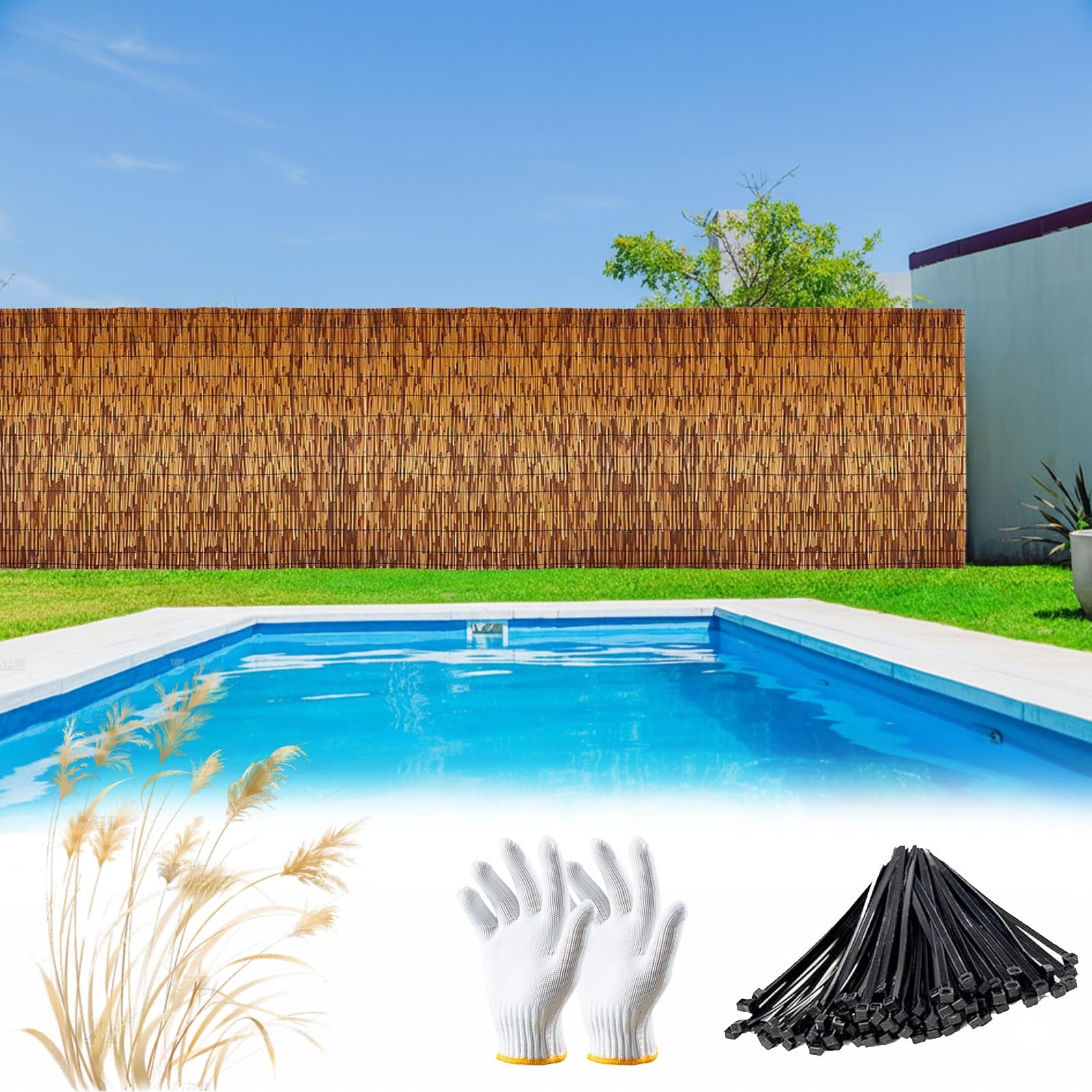 Rollo de Valla Cañizo, Natural Valla de Bambú for Jardín Exterior Piscinas Techos y Patios, Pantalla de Valla Caña Resistente a La Intemperie Y La Privacidad(Marrón,H150cmxL1000cm)