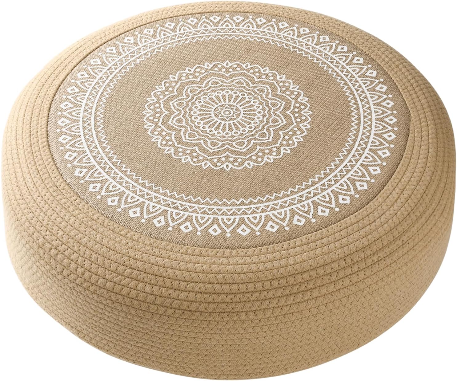 Handwoven Jute Pouf Ottoman, Natural Meditation Cushion