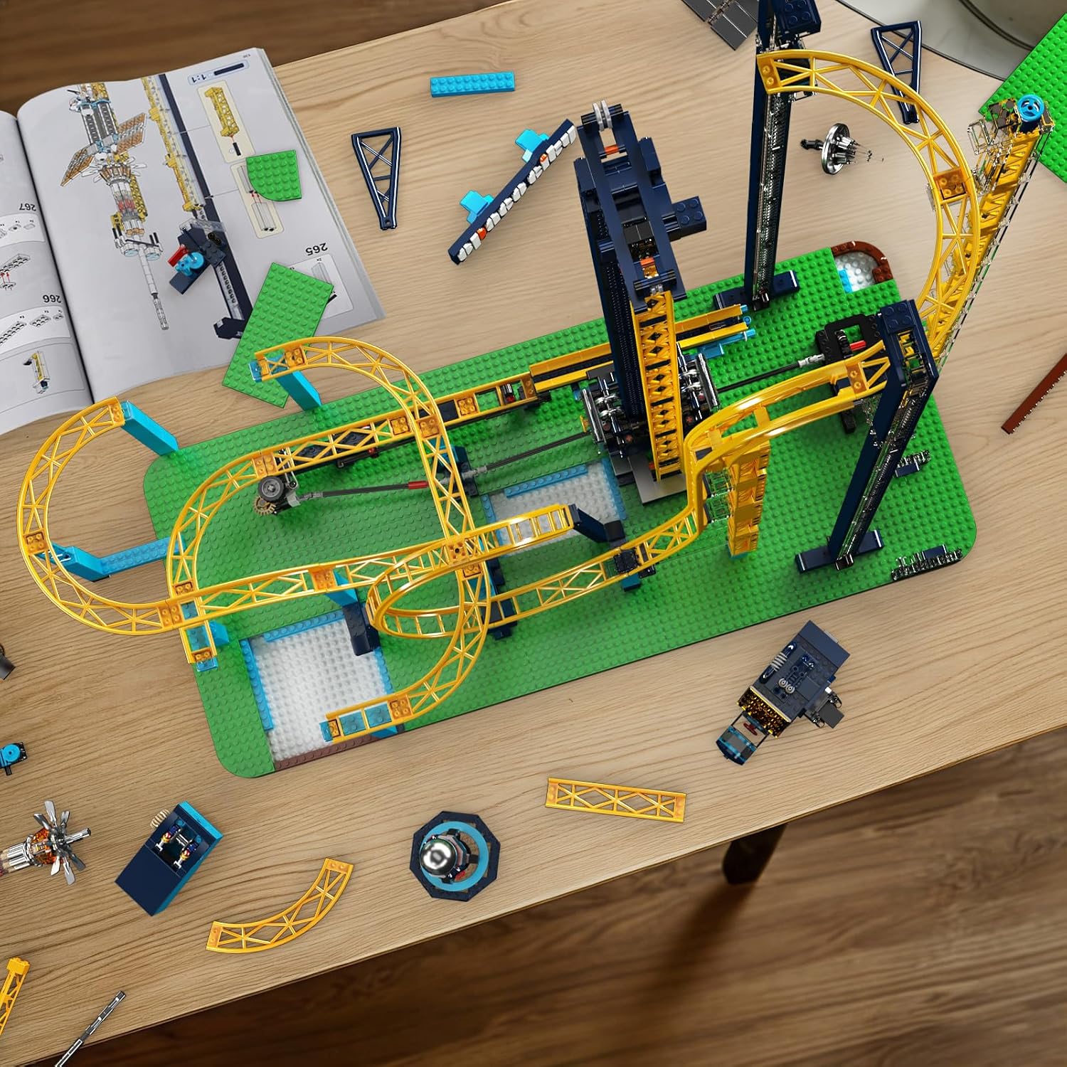 Mould King 11031 Loop Coaster Set, Space Elevator Roller Coaster Building Sets, Space Amusement Park Funfair Track with Train, Idea Gift