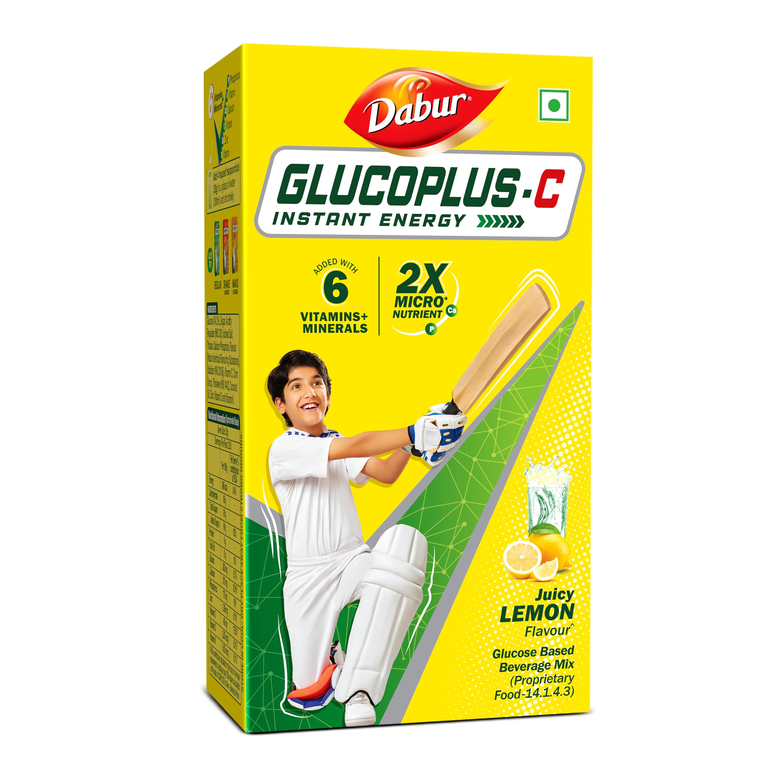 Dabur GlucoPlus C Nimbu Pani - 1 Kg Glucose Powder|Vitamin C Helps Boosts Immunity|Calcium Supports Bone Health |Replenishes Energy | Juicy & Tasty Lemon Flavour