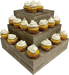BARNWOODUSA Wood Cake Stand Set of 3 Natural Weathered Gray Rustic Woode...