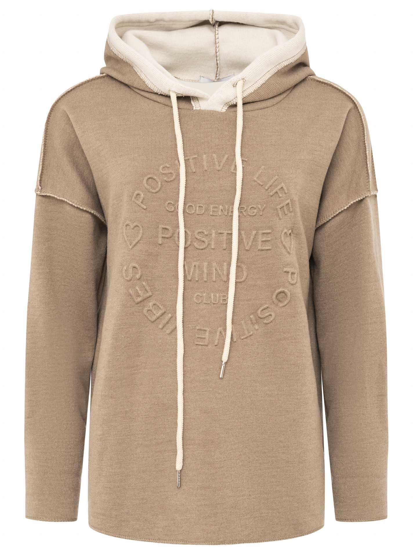 Zwillingsherz Double Face Hoodie Positive Mind - Hochwertiger Oversized Pullover für Damen Frauen – Kuscheliges weiches Sweatshirt mit Kapuze und Kordeln perfekt für Frühling Sommer Herbst Winter
